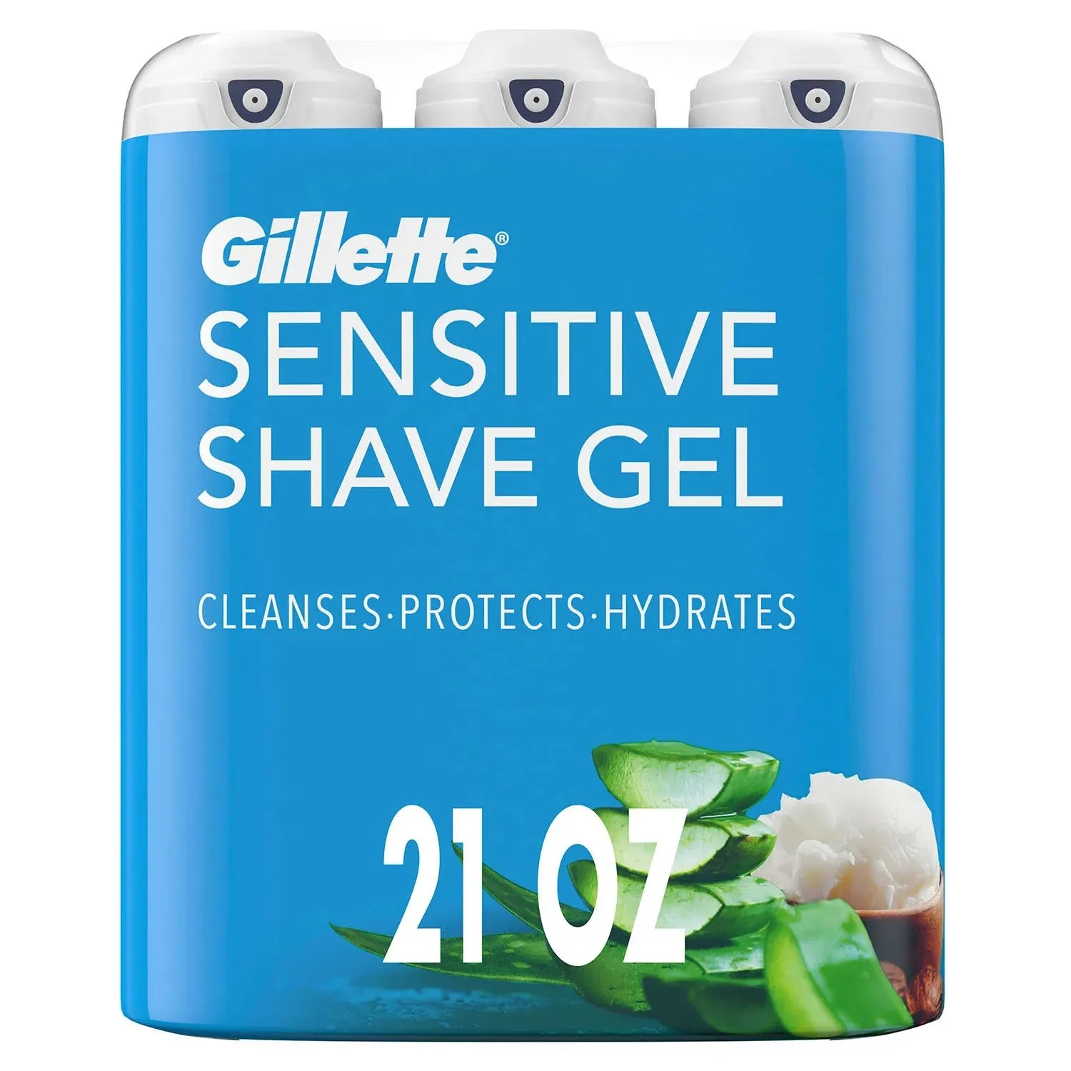 Gillette Sensitive Shave Gel with Aloe & Shea Butter, 7 Ounce (Pack of 3)