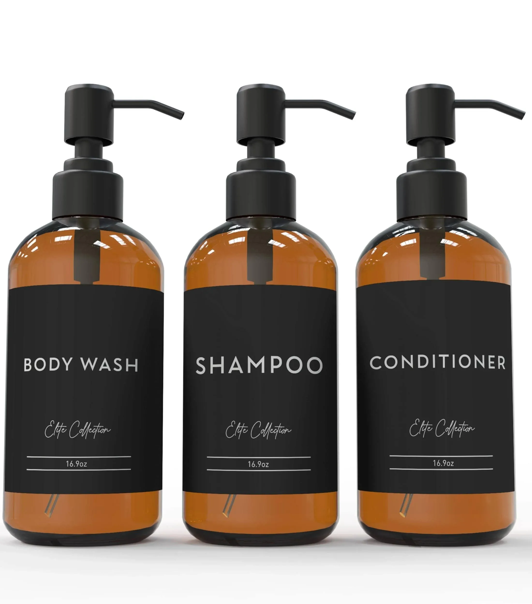 Shampoo & Conditioner Dispenser Bottle Set of 3-16.9 oz, Empty Shampoo Bottle for ...