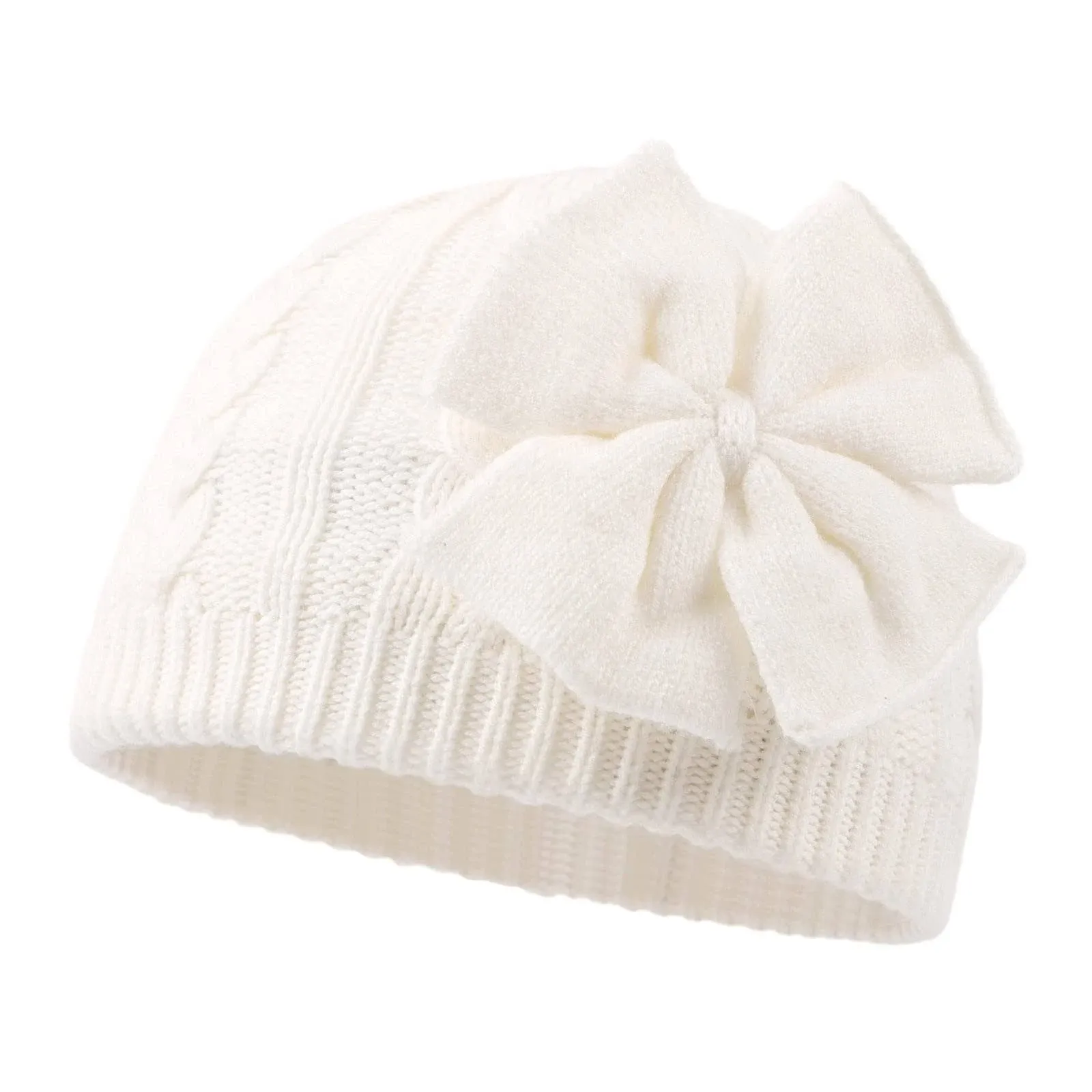 JANGANNSA Winter Warm Knitted Baby Hat for Girls Cotton Lined Infant Toddler ...