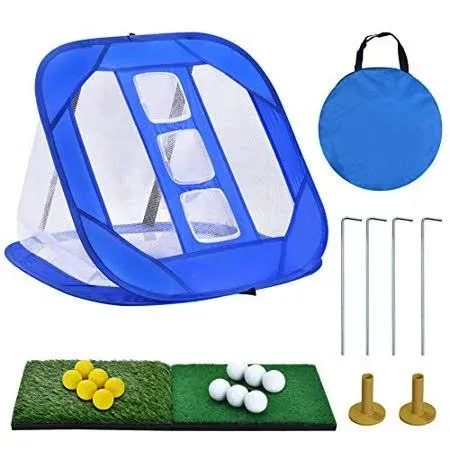 DURARANGE Pop-up Golf Chipping Net with Dual Turf Hitting Mat, 6 Driving Rang...