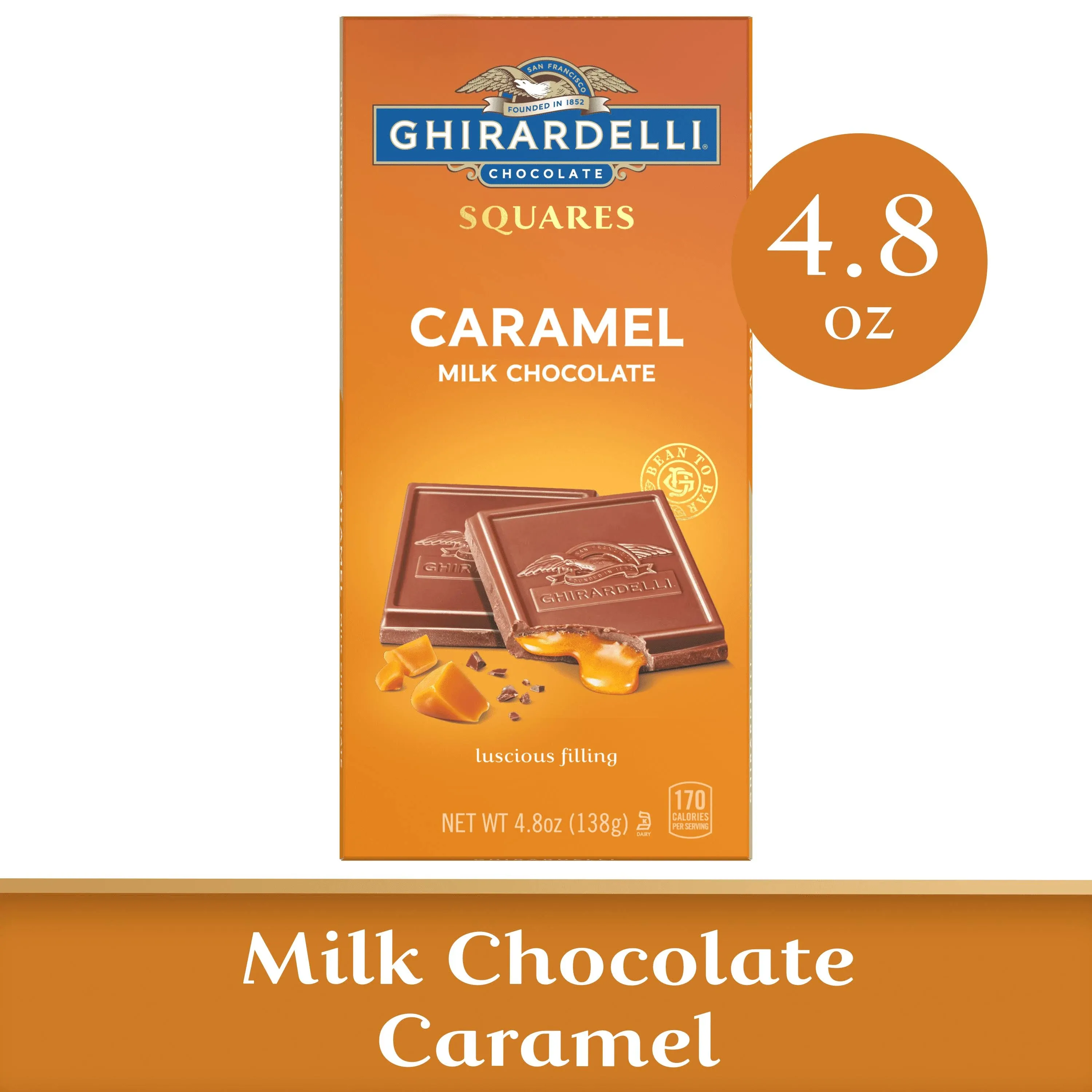 Ghirardelli Milk Chocolate, Caramel, Squares - 4.8 oz