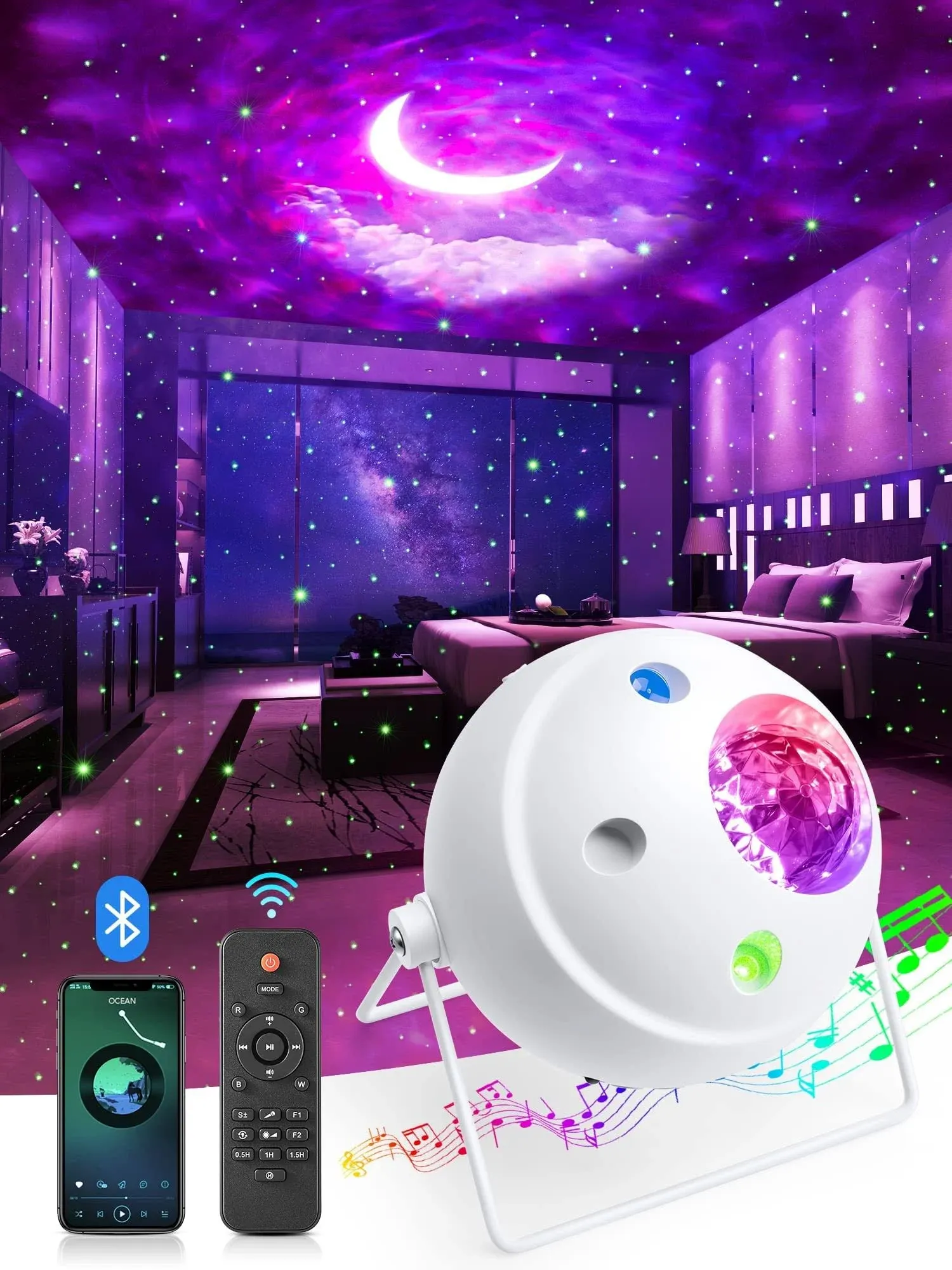 One Fire Galaxy Projector Starlight Projector Moon Projector, 48 Light Modes+...