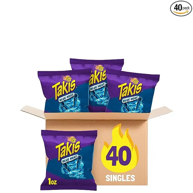 Blue Heat Rolled Tortilla Chips, 6 ct / 40 oz Bite Size Multipack, 3.25 oz