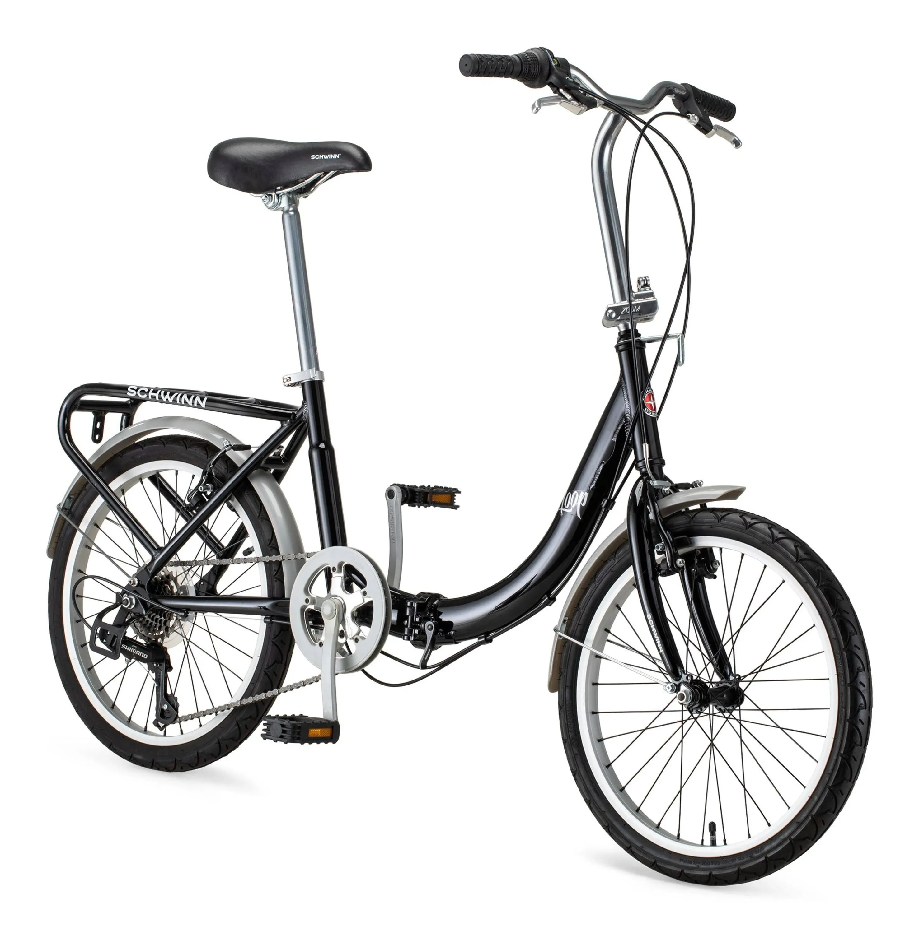 Schwinn Loop Folding Commuter Bike, 20-inch wheels, ages 14+, Black