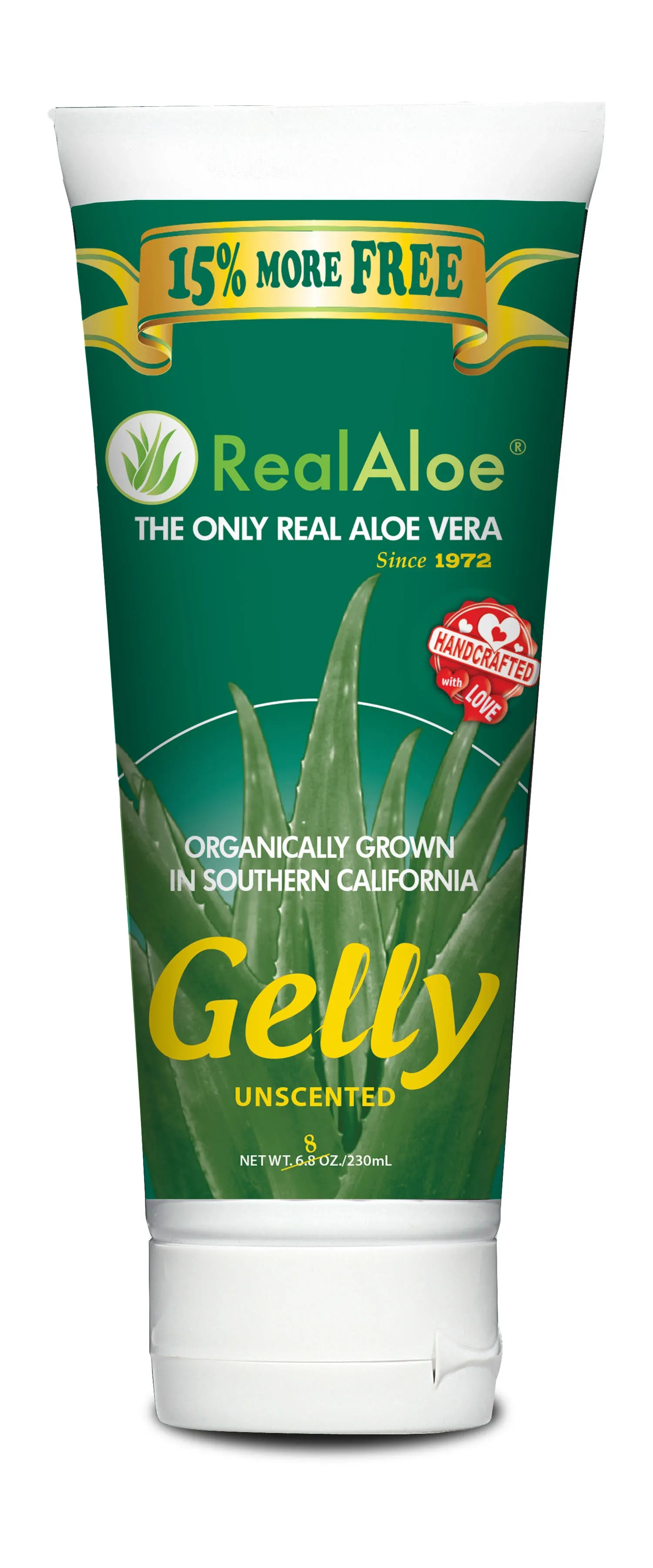 Real Aloe Organically Grown, Aloe Vera Gelly Unscented - 6.8 Oz