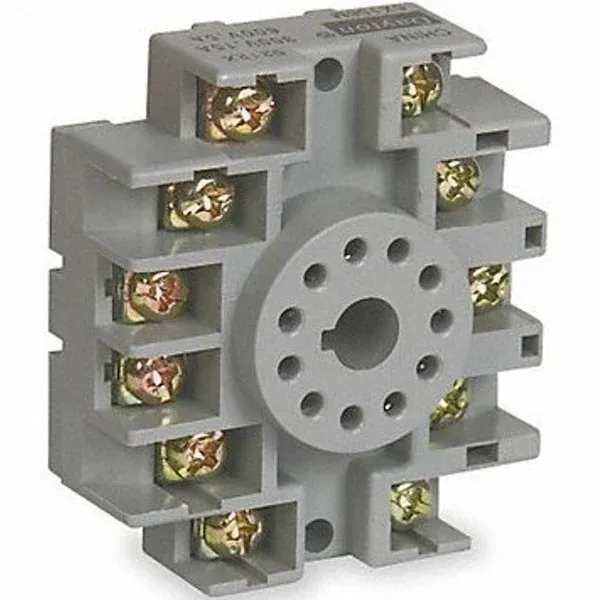 Dayton 6X156 Relay Socket, Standard, Octal, 11 Pin, 15A