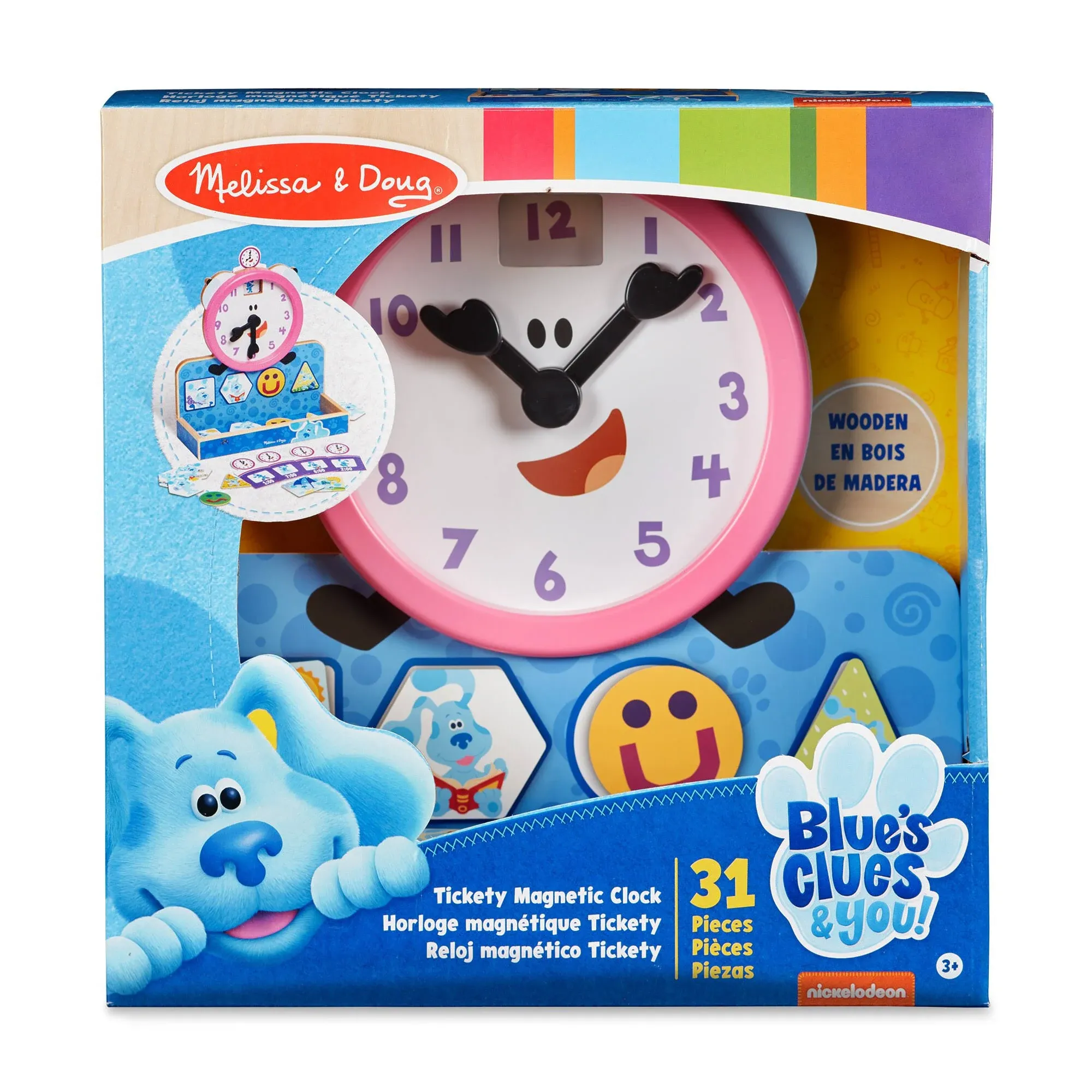 Melissa &amp; Doug Blue&#039;s Clues &amp; You! Wooden Tickety Magnetic Clock 31 Pieces