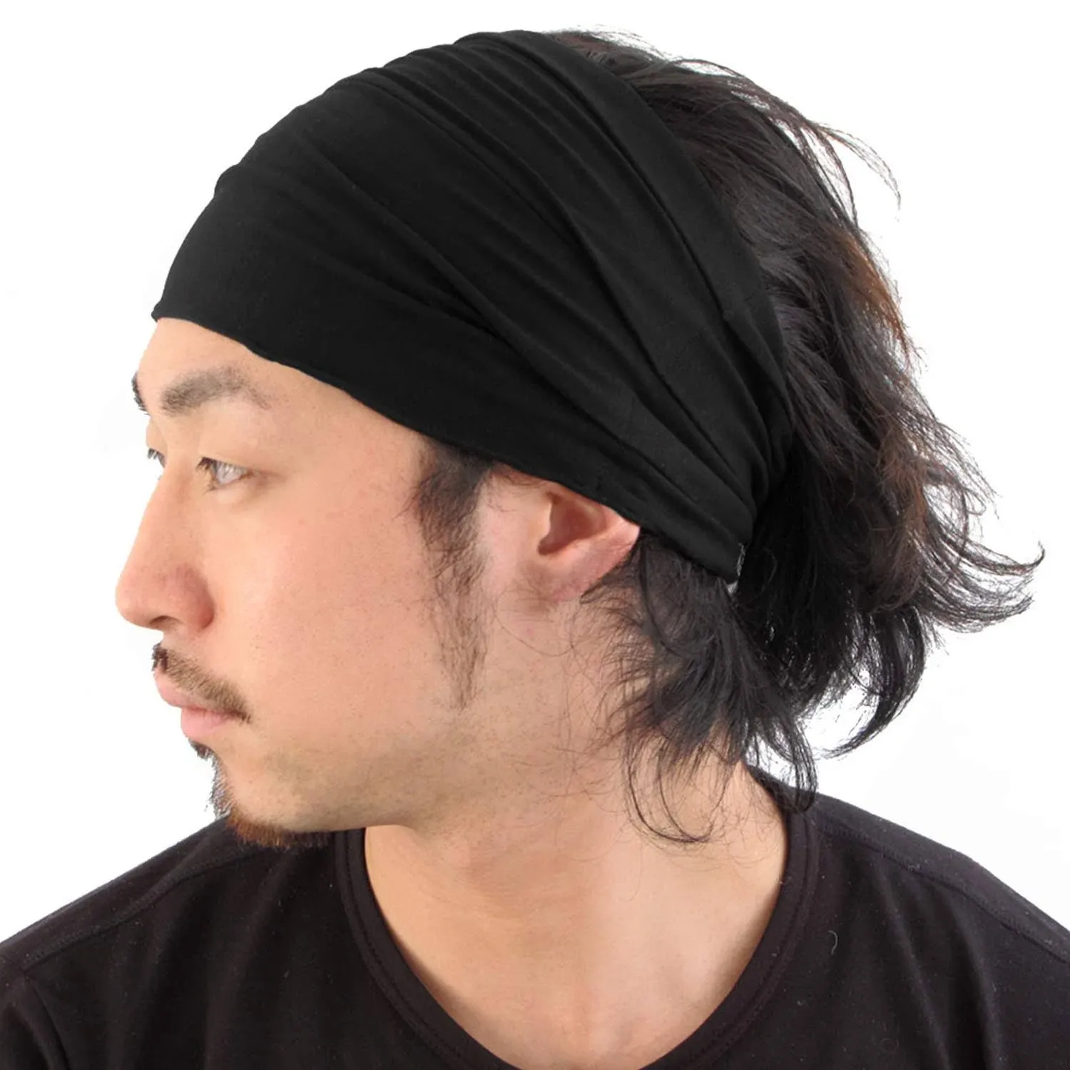 CCHARM Black Japanese Bandana Headbands for Men and Women Comfortable Head Bands ...