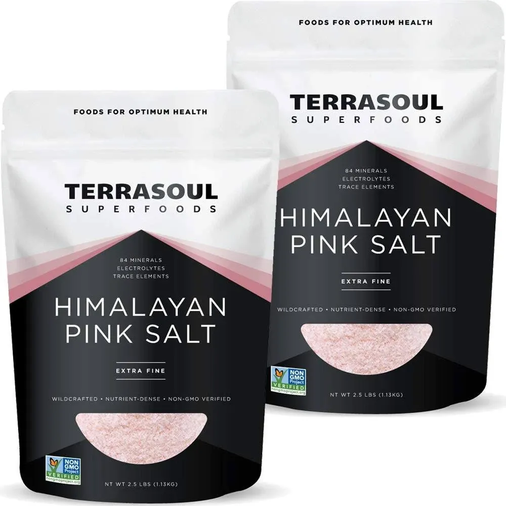 Terrasoul Superfoods Himalayan Pink Salt, 5 Lbs (2 Pack) - Extra Fine Grind | Trace Minerals