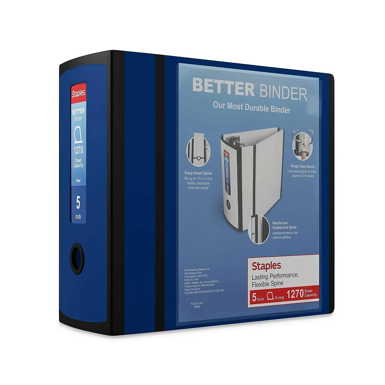 Staples Better 5-Inch 3 Ring View Binder Blue 1618003