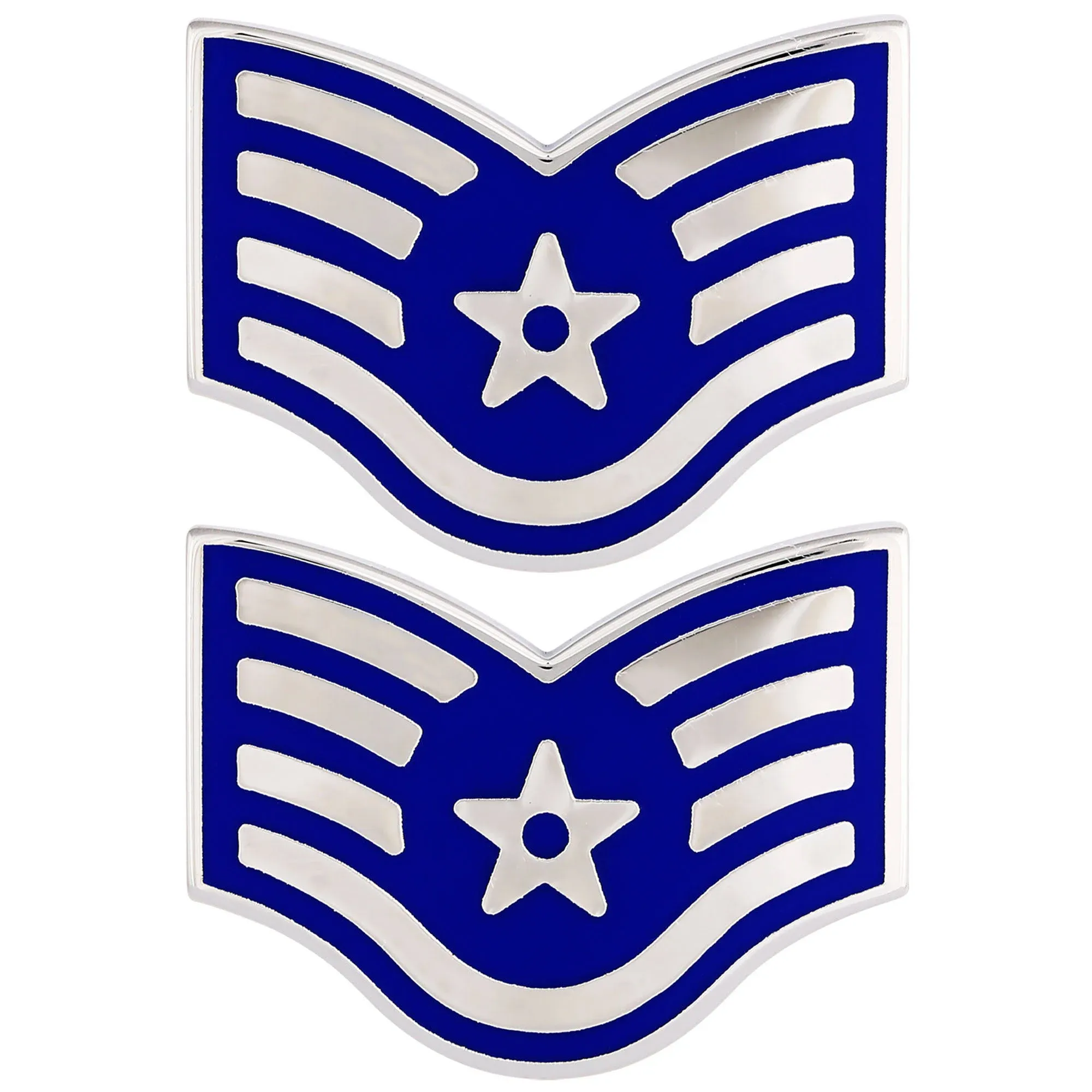 Air Force Chevron Metal Staff Sergeant (SSGT) E5 Pair