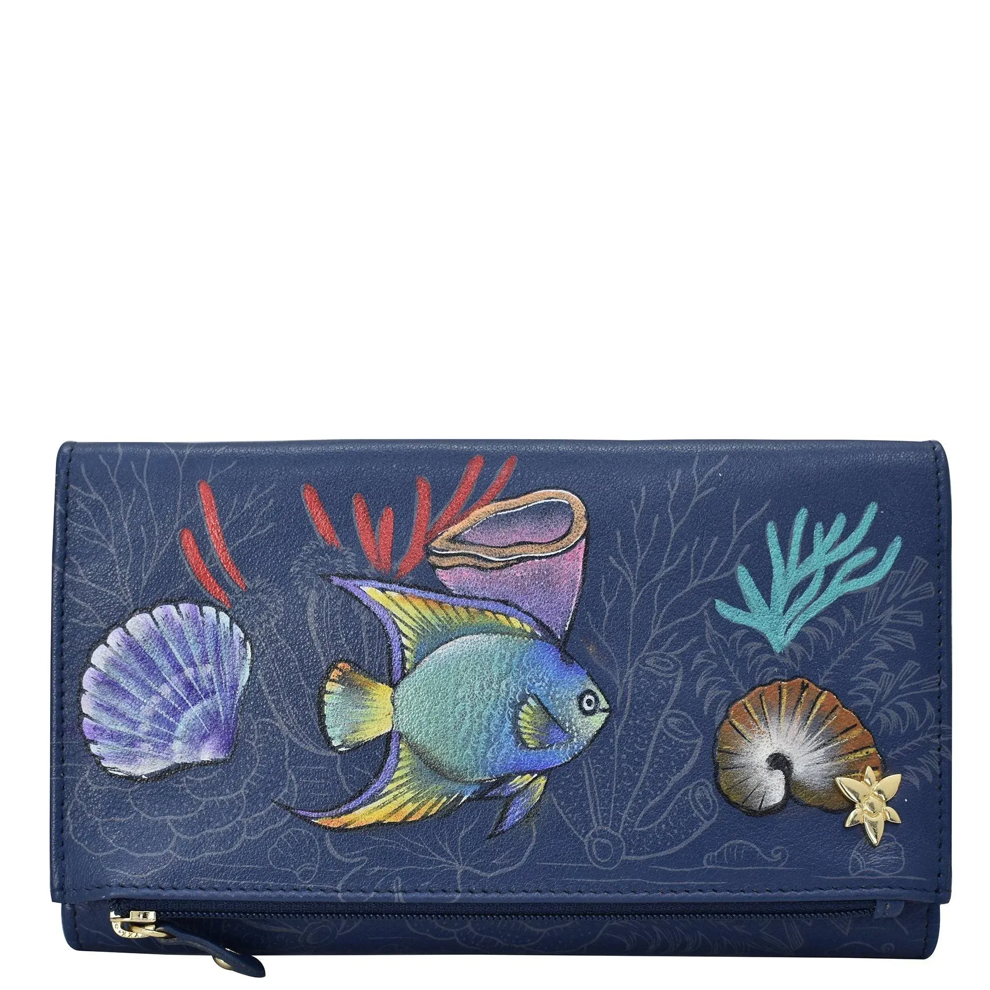 Anuschka Hand Painted Leather Women's Three Fold Clutch