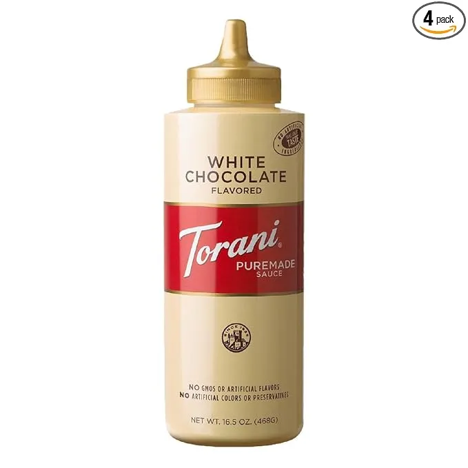 Torani White Chocolate Sauce 16.5 oz (Pack of 4)