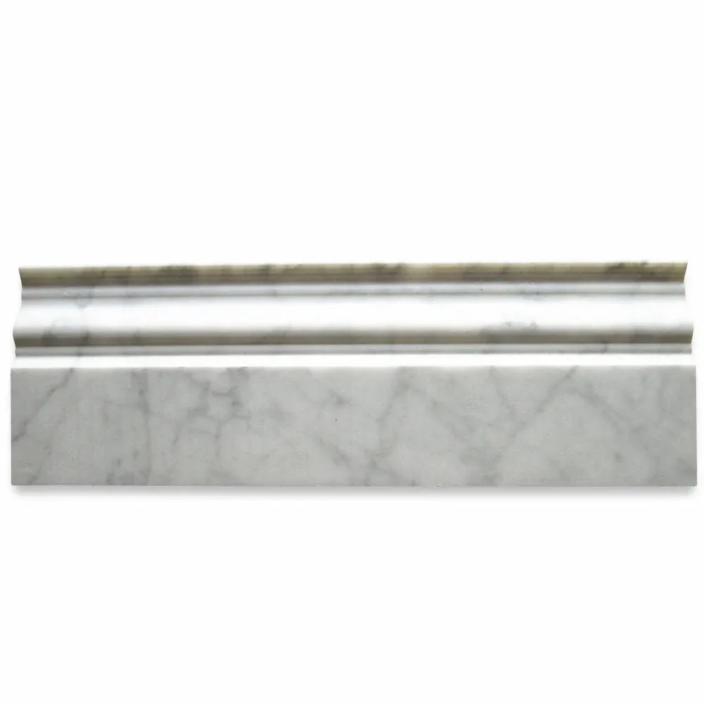 Stone Center Online Carrara White Italian Carrera Venato Baseboard Crown Molding