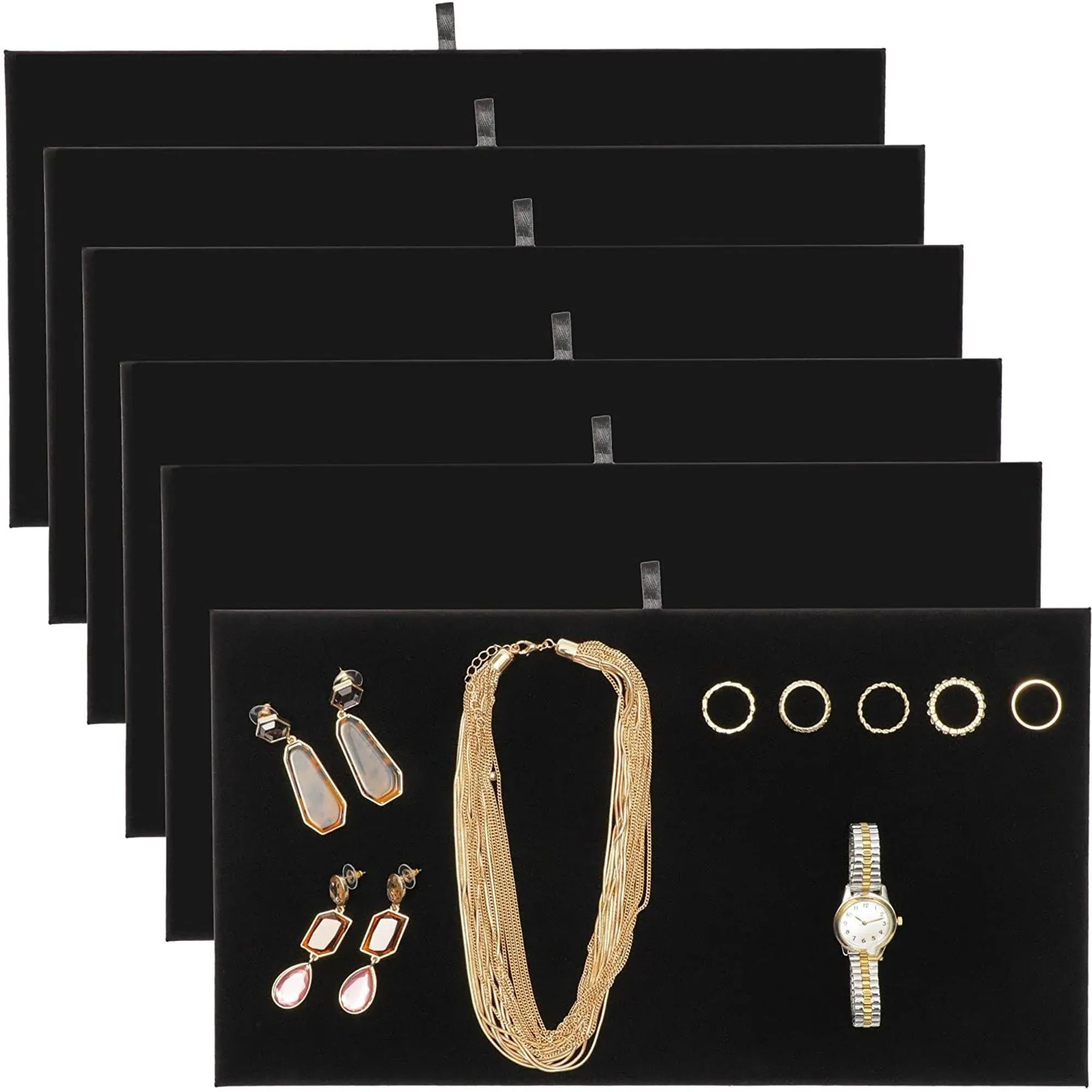 Juvale 6 Pack Velvet Jewelry Display Tray