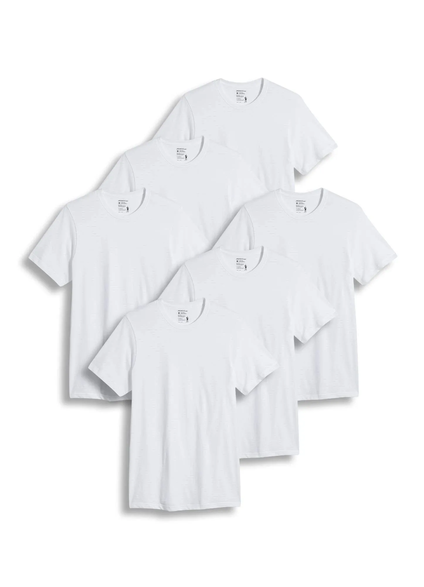 Jockey Men's Classic Crew Neck T-Shirt - 6 Pack, Size: Small, White