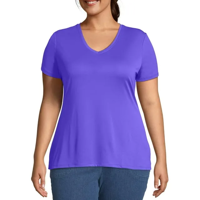 Just My Size Cool DRI Short-Sleeve Women's V-Neck Tee Petal Purple 4X