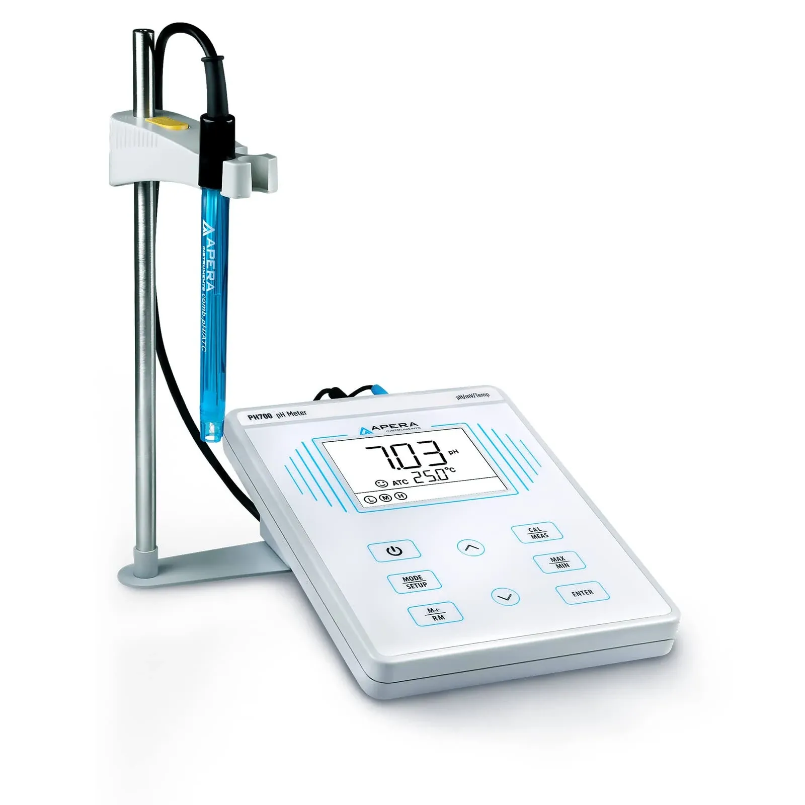 Apera Instruments, LLC-AI501 PH700 Benchtop Lab pH Meter, 0.01 pH Accuracy, 1-3 Points Auto Calibration, 3-in-1 pH/Temp. Electrode