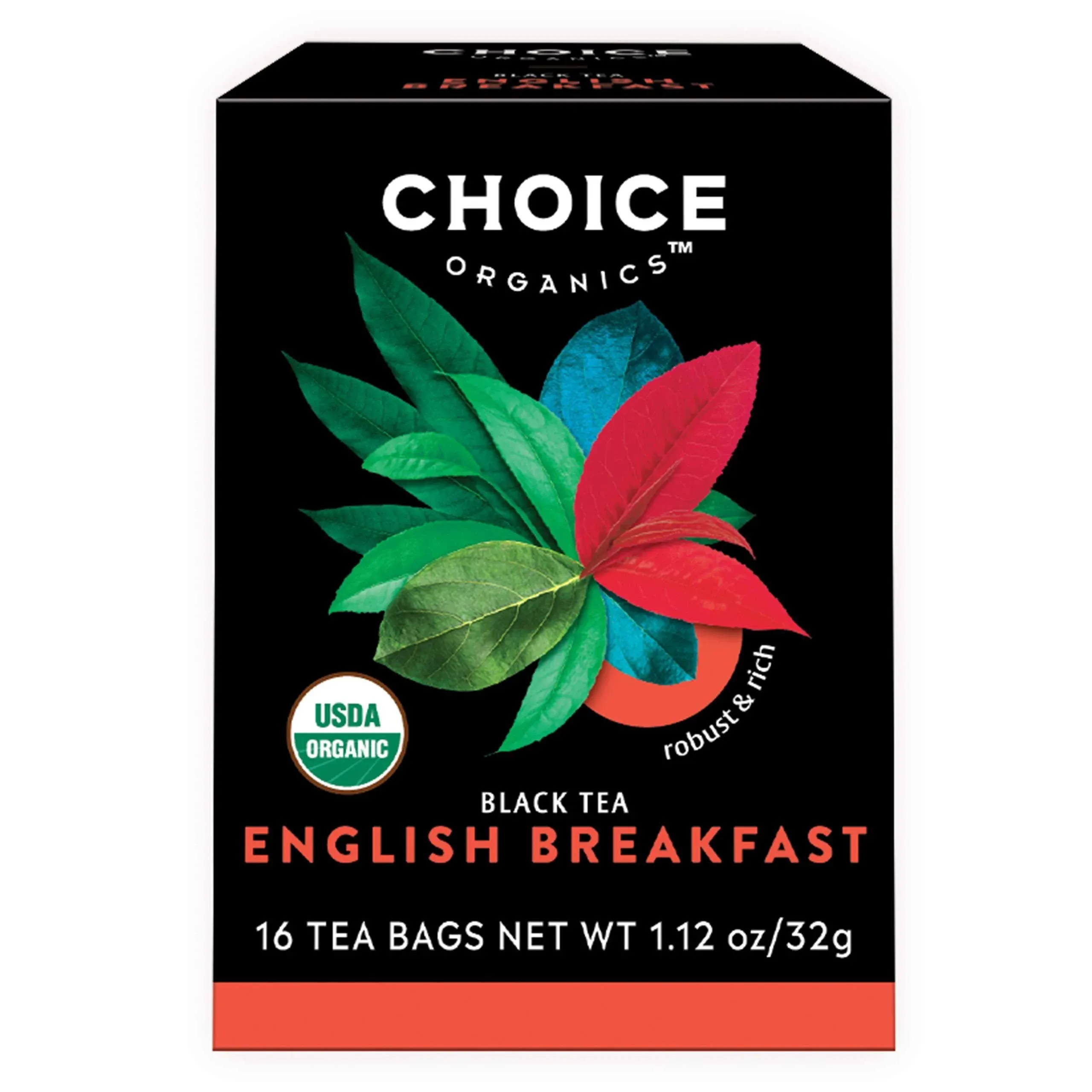 Choice Organics Black Tea, English Breakfast, Bags - 16 tea bags, 1.12 oz