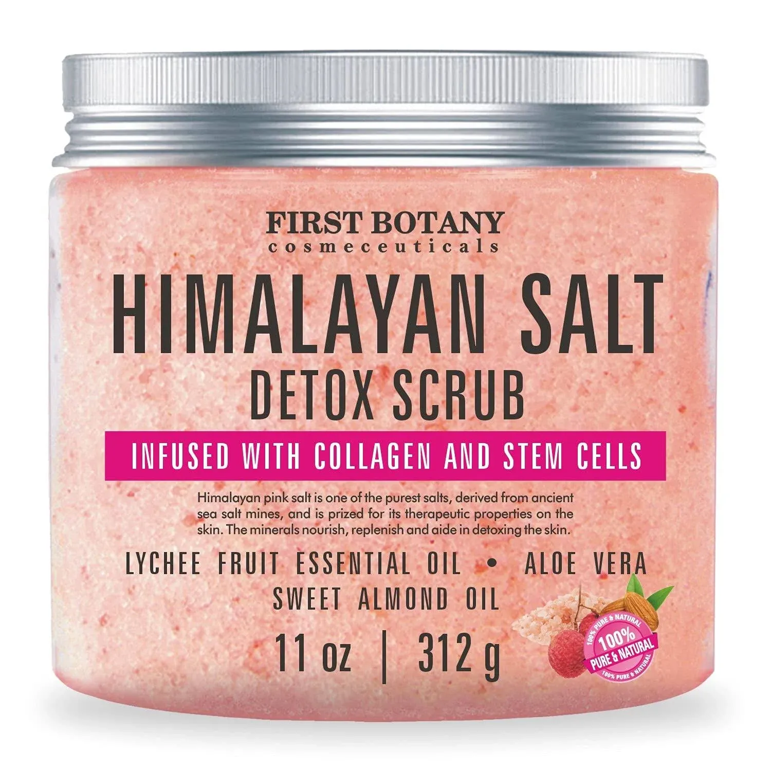 Himalayan Salt Body Scrub with Collagen Stem Cell Dead Skin Scars,Wrinkles 11 oz