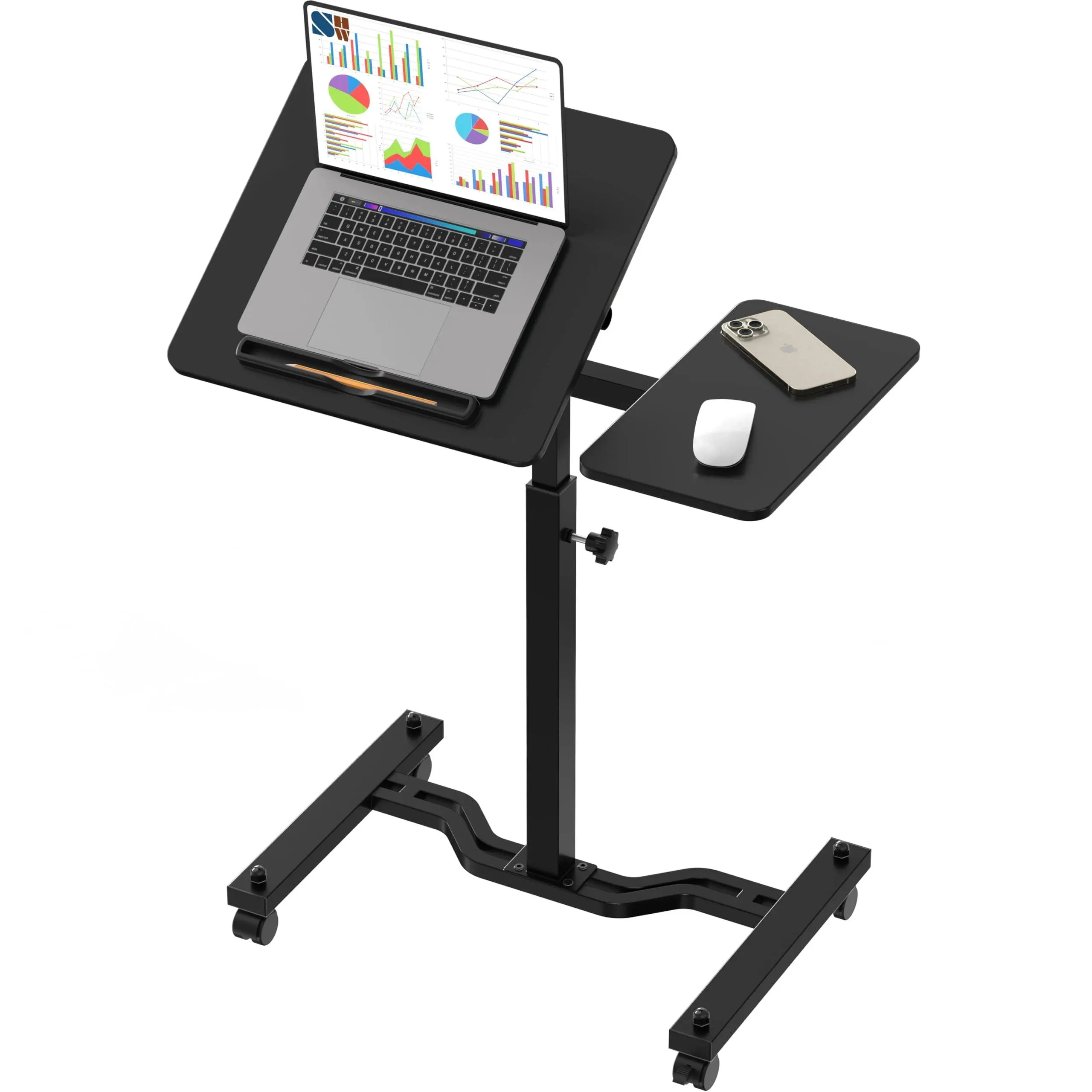 SHW Tim Rolling Adjustable Laptop Cart