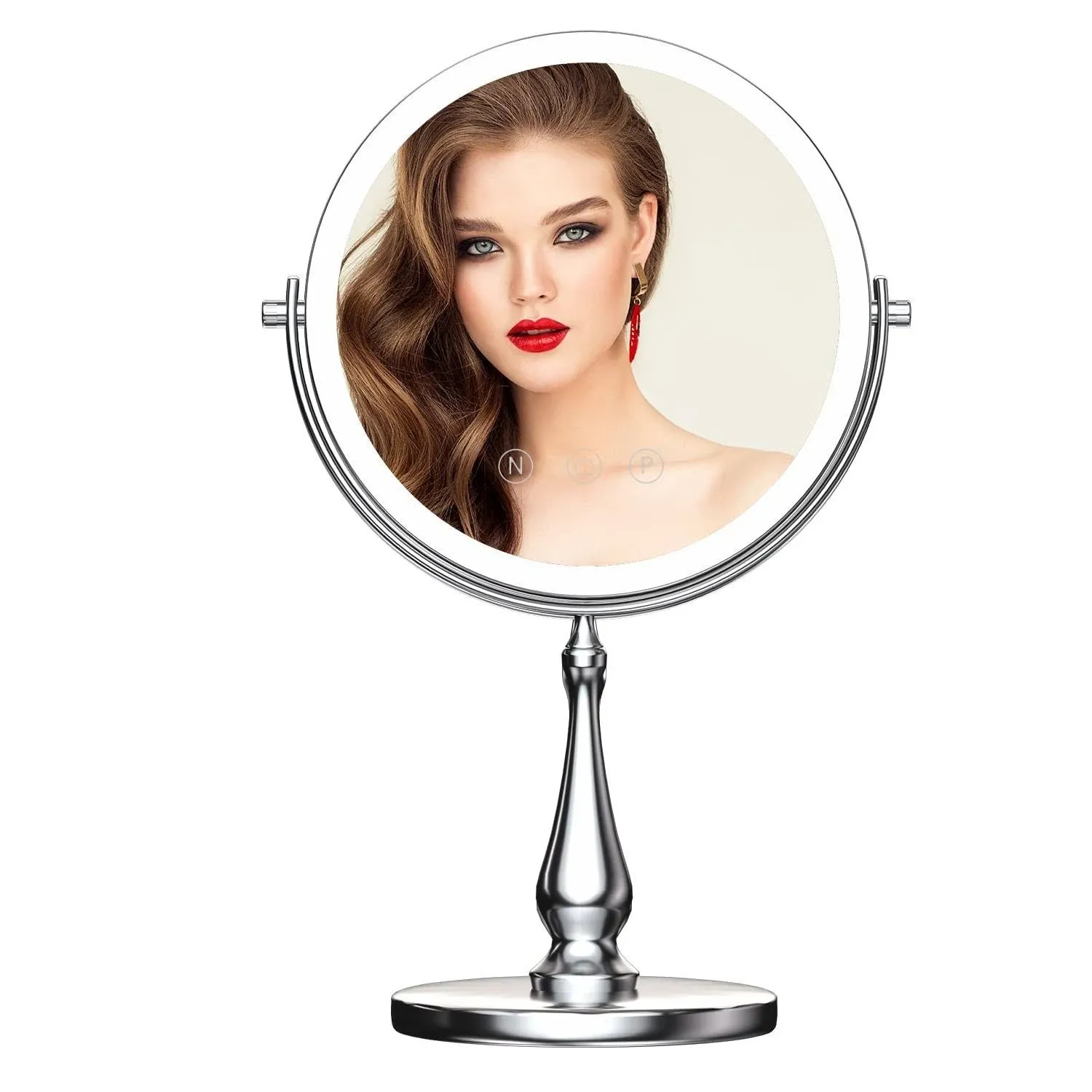 WIZCHARK 9&#034; Large Lighted Makeup Mirror, 1X/10X Magnifying Vanity Mirror with...