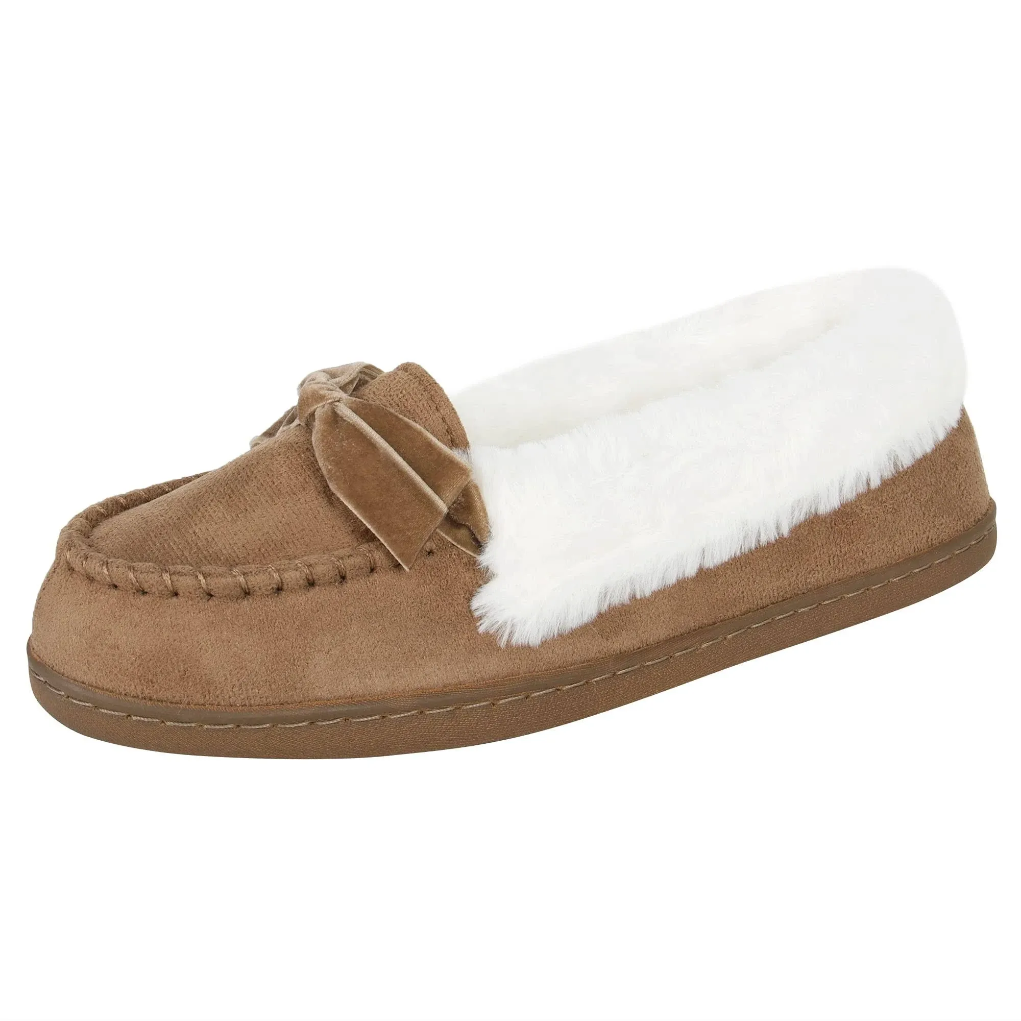 Jessica Simpson Women&#039;s Micro Suede Moccasin Indoor Outdoor Slipper Shoe