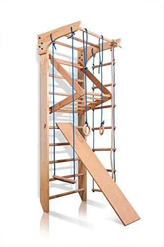 Wood Stall Bar, Wooden Swedish Ladder, Wall Bars for Kids, Kinder-3-240 - Certificate of Safe, Home Gym Gymnastic, Climbing Kids, Indoor Children Playground 94"x31.5"