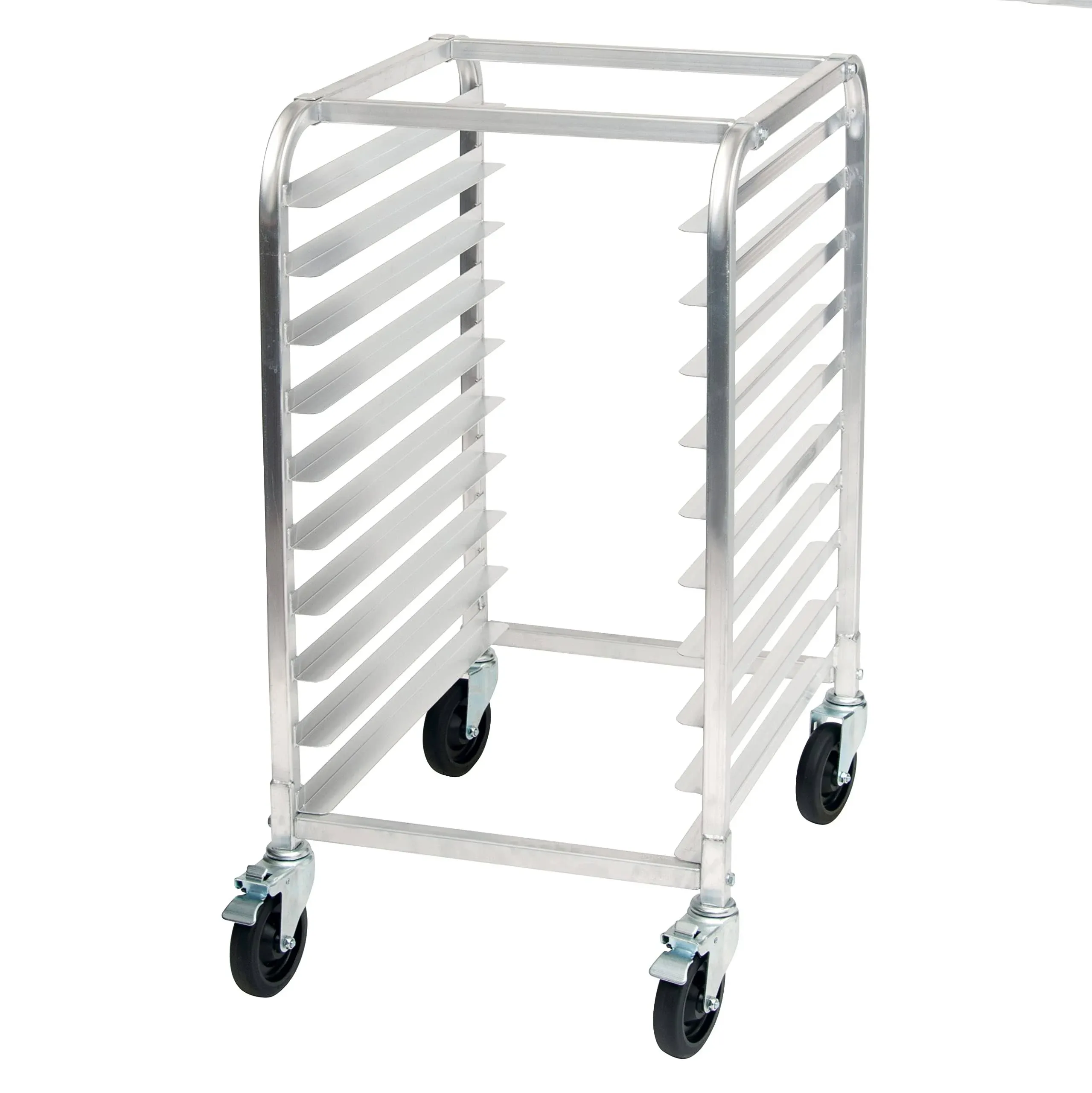 Winco ALRK-10BK 10 Pan Unassembled End Load Half Height Bun/Sheet Pan Rack with Brakes