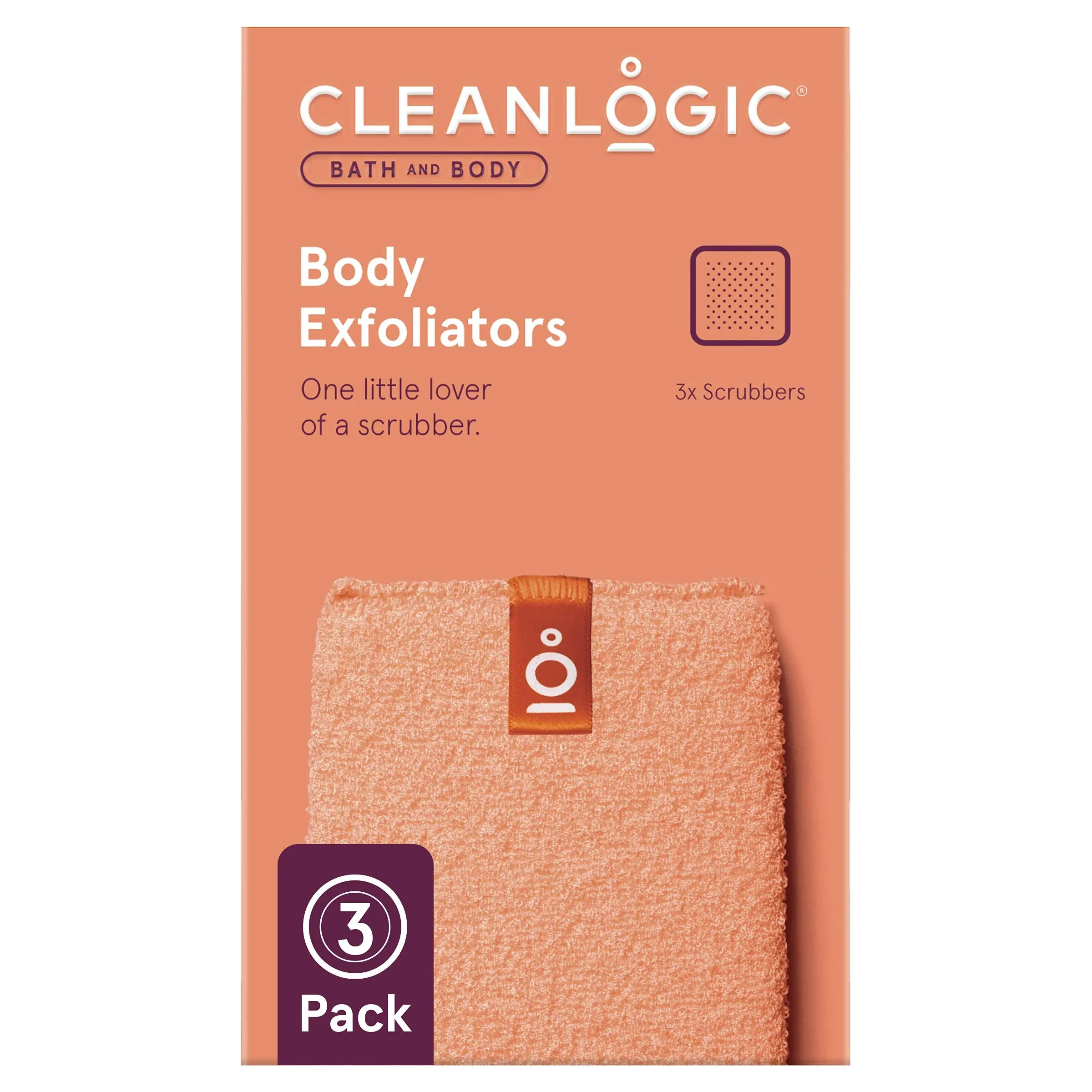 Cleanlogic Small Exfoliating Body Scrubber 3 count New