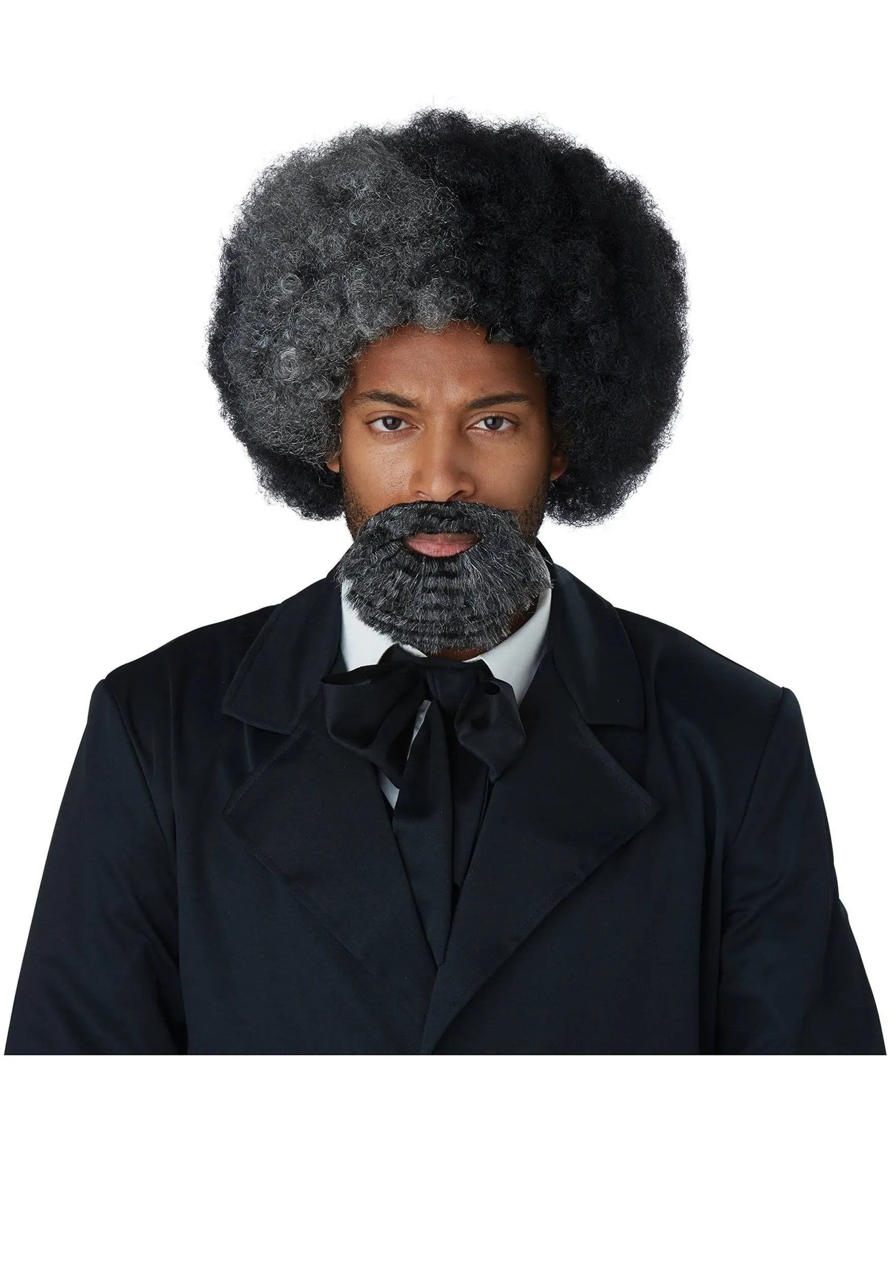 Frederick Douglass Men's Halloween Wig and Goatee | Adult | Mens | Black/Gray ...