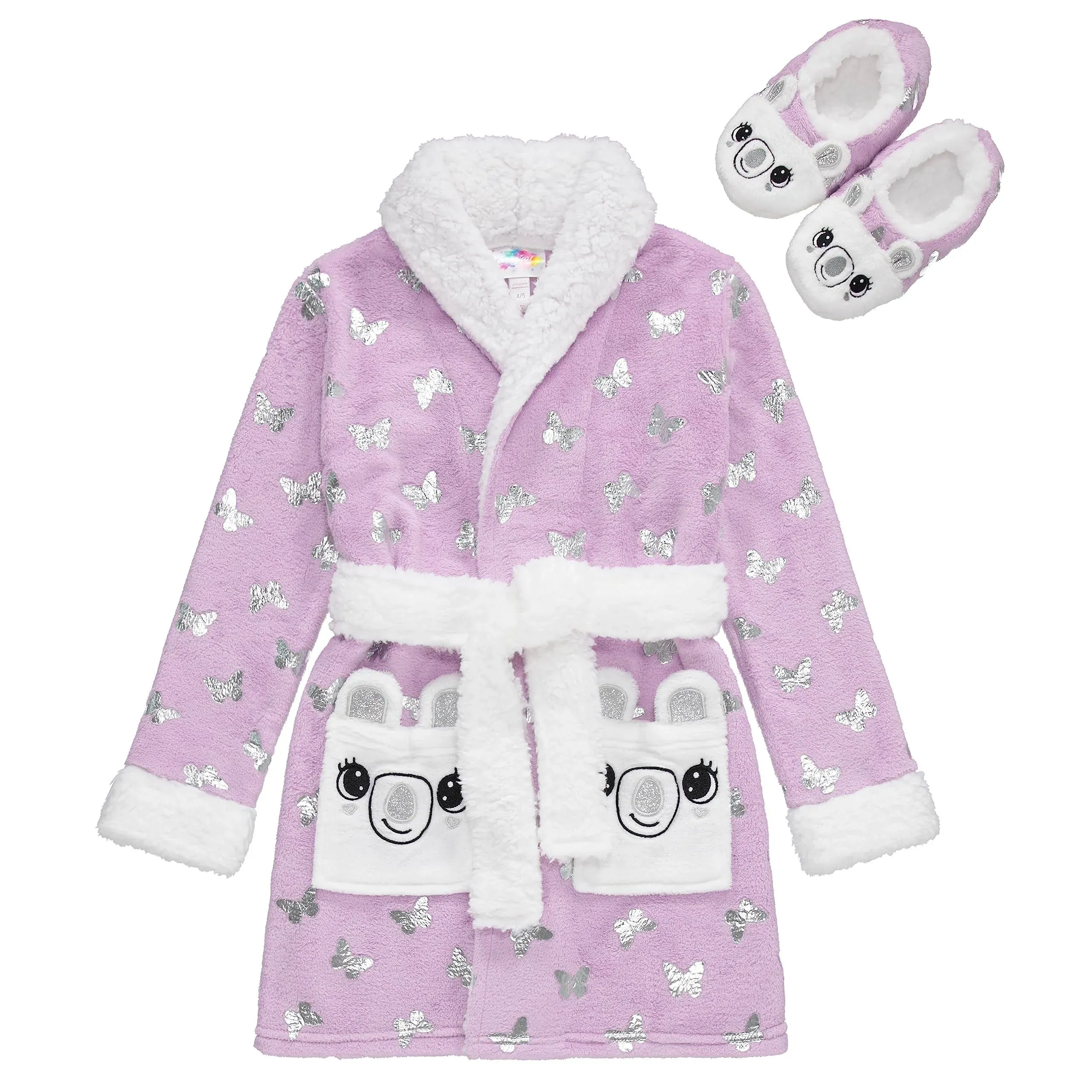 Btween Girls Robe with Slipper, Snow, 7/8, Girl's, Size: 7-8