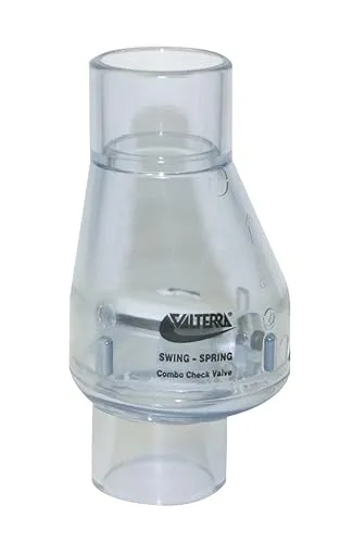 Valterra 200-C10 PVC Swing/Spring Combination Check Valve, Clear, fits 1" PVC pipe