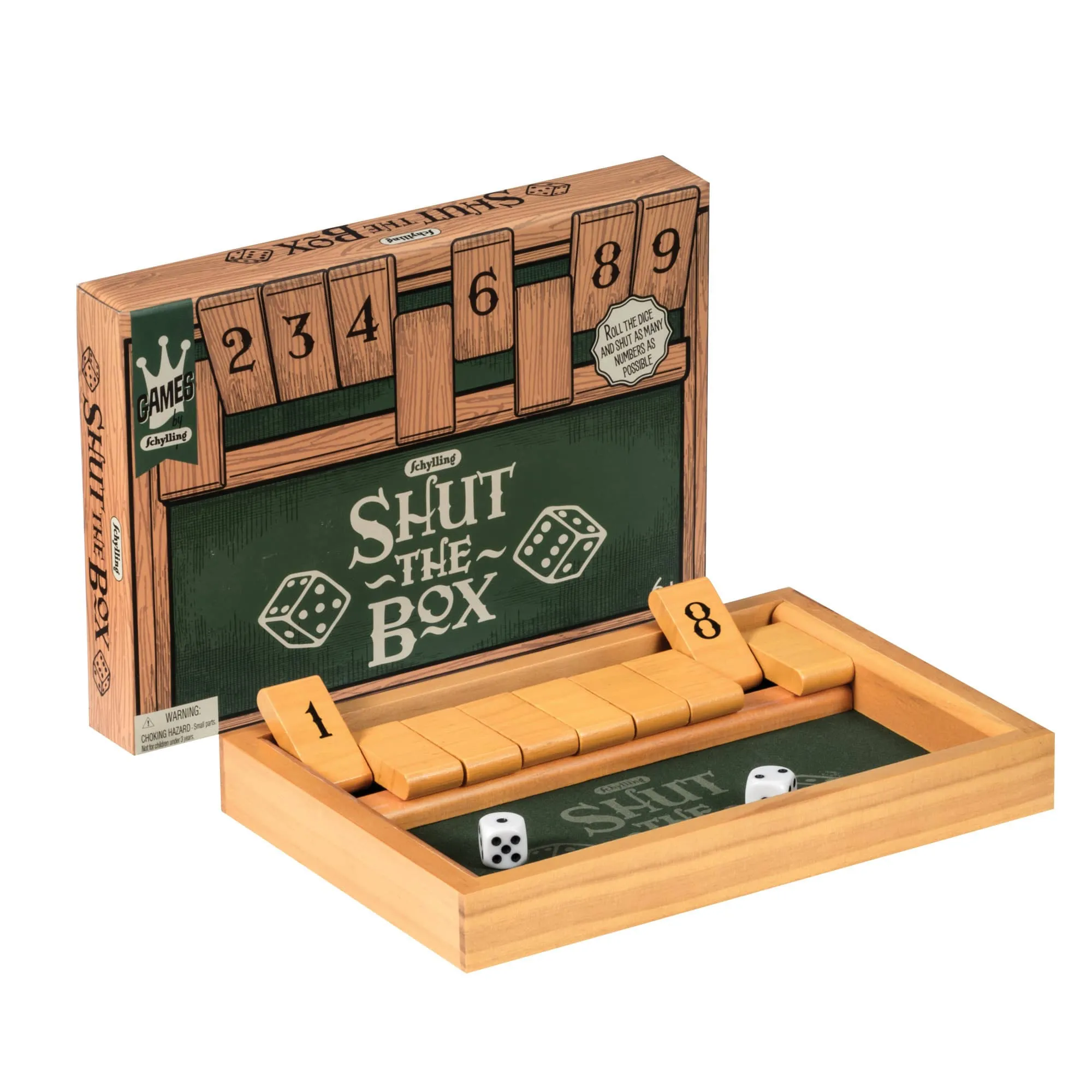 Schylling Toys Wooden Shut The Box Game #STBG - Classic Wood Toy, Nostalgic