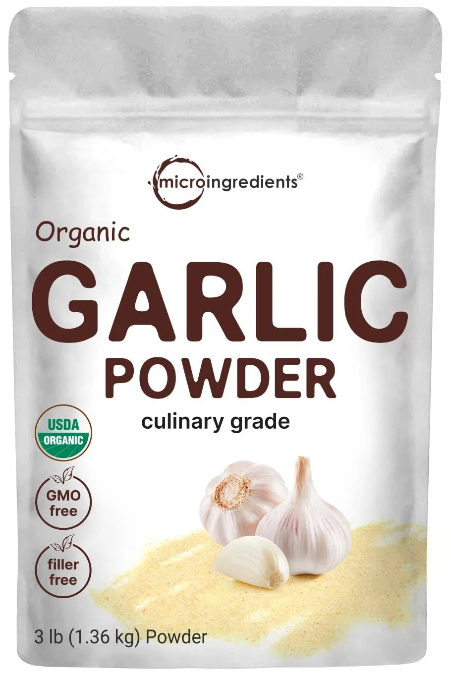 Organic Garlic Powder, 3lbs | Culinary Grade | Freshly Harvested Raw Allium Sativum Bulb | Natural Herbal Spice | Great for Seasonings, Meats, or Vegetables | Non-GMO