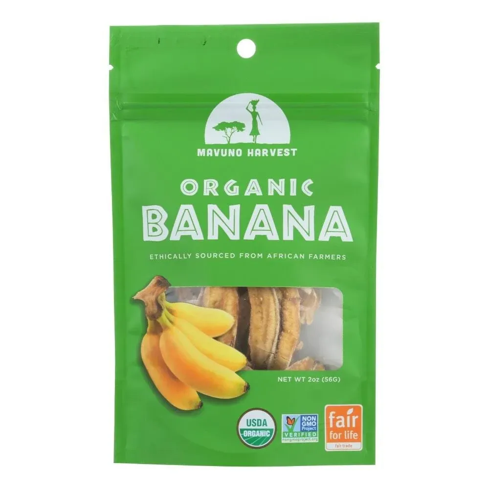 Mavuno Harvest Direct Trade Organic Dried Fruit, Banana, 2 Ounce, Pack of 6