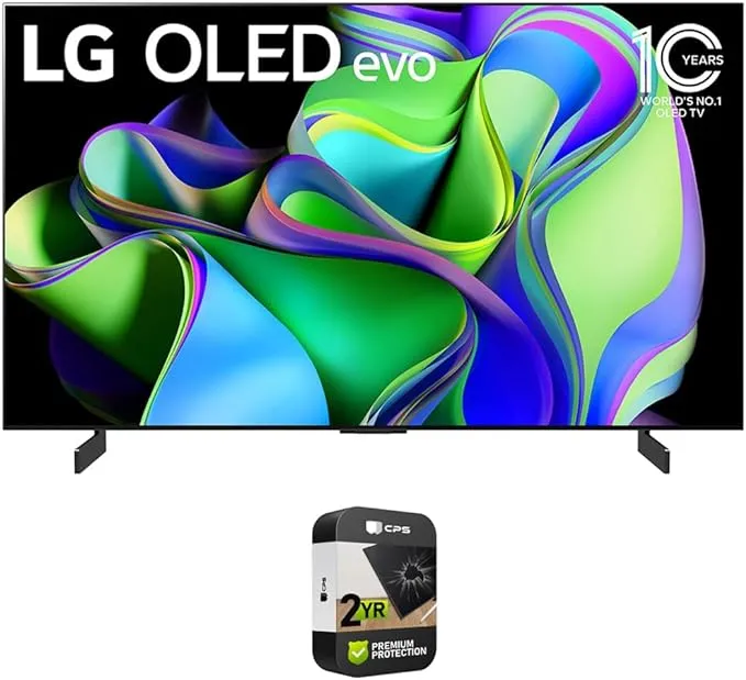 LG OLED65C3PUA OLED Evo C3 65 inch HDR 4K Smart OLED TV (2023 Model) Bundle with 2 Yr CPS Enhanced Protection Pack