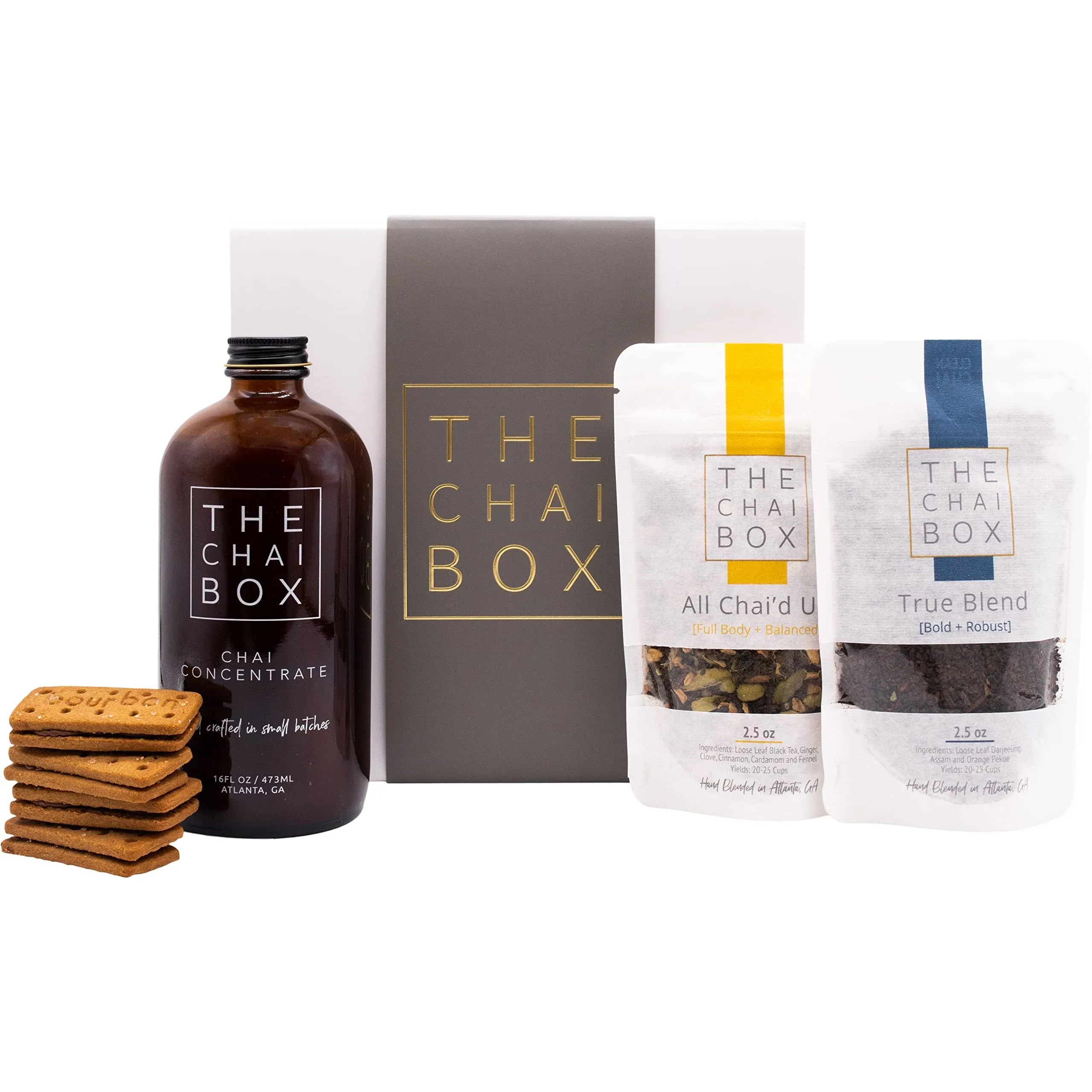 The Chai Box Chai & Biscuits Gift Set in White