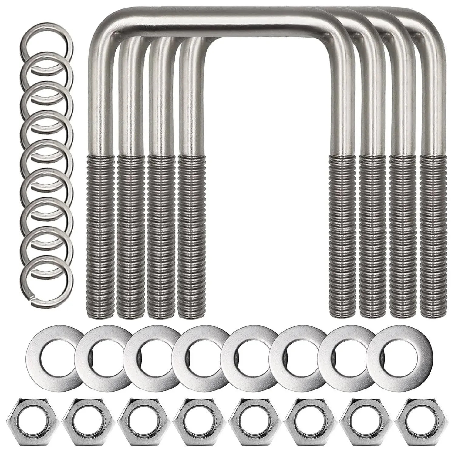 Twecoinp Square U-Bolt Stainless Steel Square U-Bolt Boat Trailer Ubolts with ...