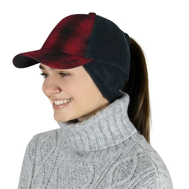 TrailHeads Womens Ponytail Hat | Merino Wool with Drop Down Small, Black 