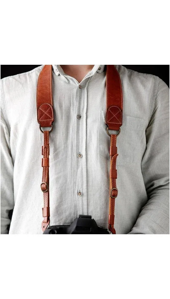 MegaGear MG1515 Sierra Series Genuine Leather Camera Shoulder or Neck Strap - Brown Compact