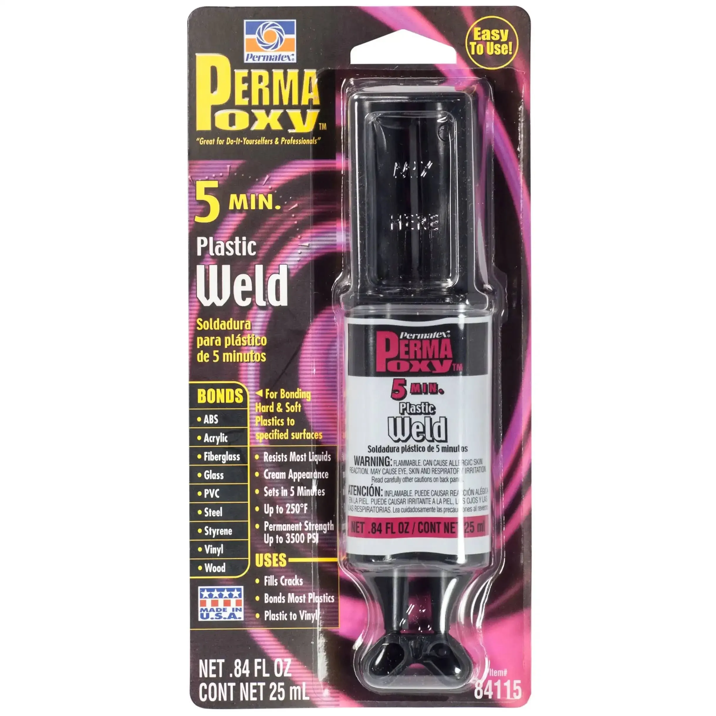 Permatex 84115 Permapoxy 5 Minute Plastic Weld, 0.84 oz.