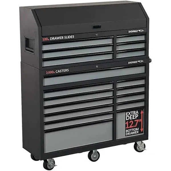 New!
		   
			SHOPMAX 
                            
                            
			
			52 in. 18-Drawer Tool Chest & Rolling Cabinet Combo, 95206R2-12S5