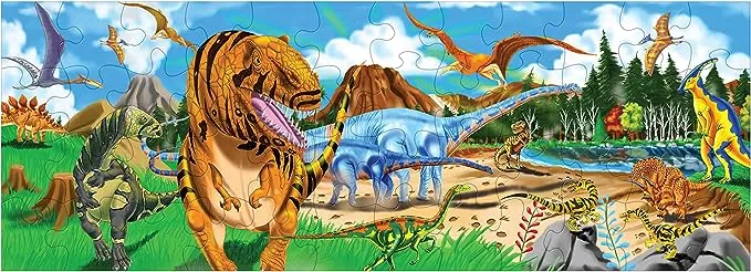 Melissa & Doug Land of Dinosaurs Floor Puzzle (48 pcs, 4 feet long) - FSC Certified