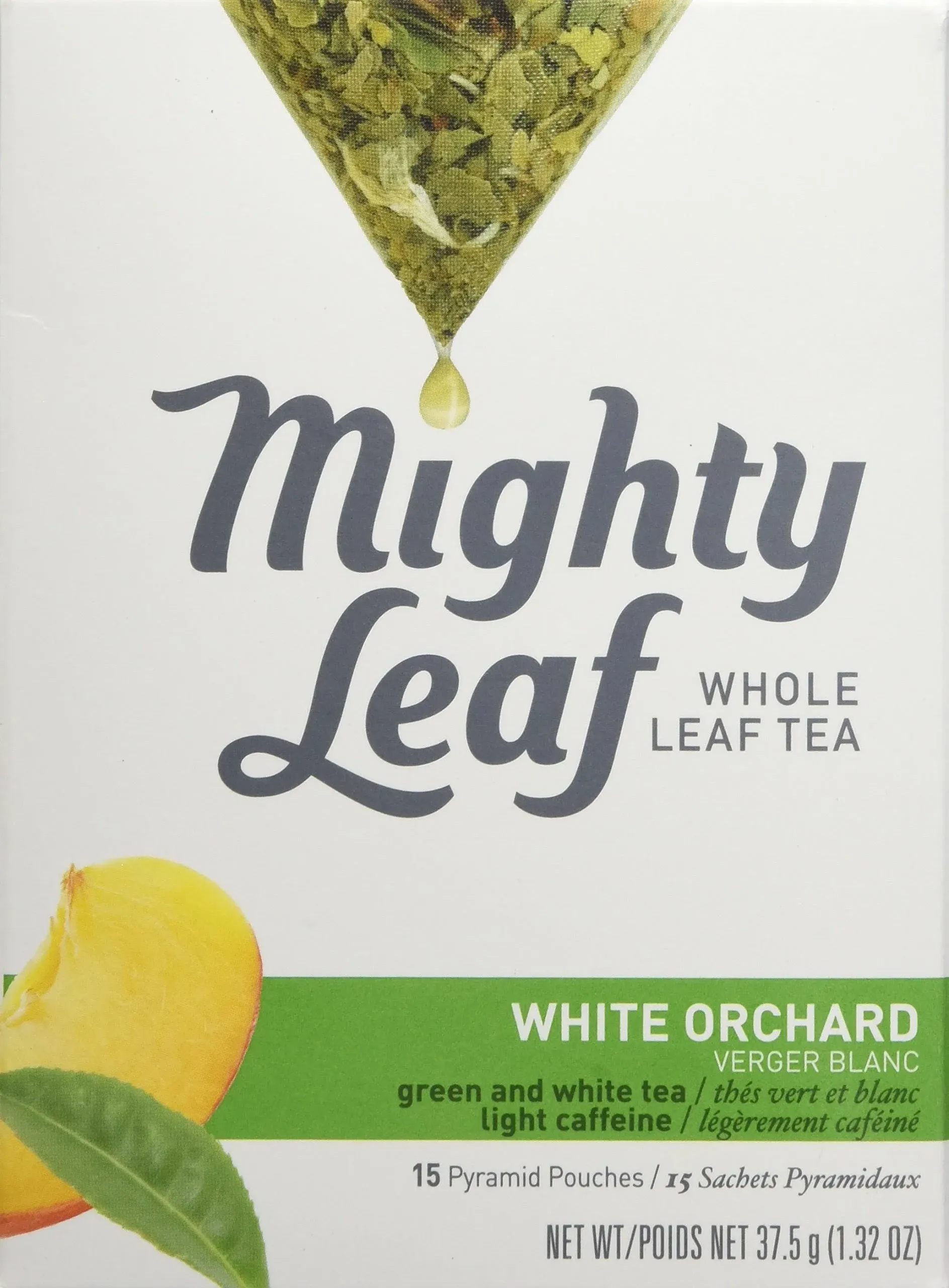 Mighty Leaf Tea, White Orchard, 15-Count Whole Leaf Pouches 1.32 oz. (Pack of 3)