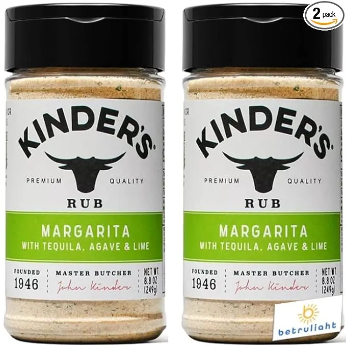 Kinders Seasoning Margarita Rub and Seasoning (8.8 Ounce) is Gluten Free, Non-GMO, and No Added MSG Keto Friendly Kinder’s Seasoning Bundled with Betrulight Fridge Magnet – 2 Pack