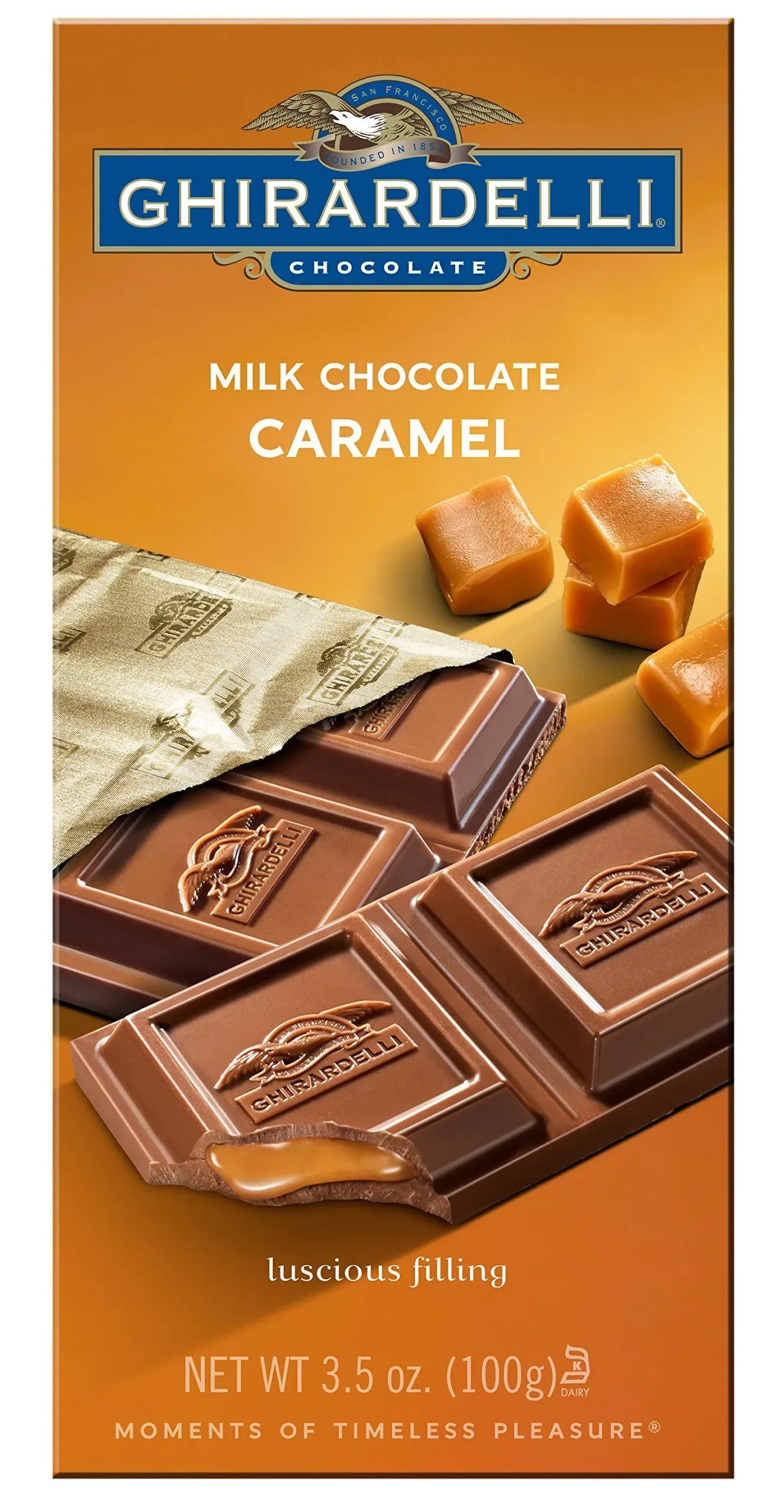 Ghirardelli Milk Chocolate, Caramel, Squares - 4.8 oz