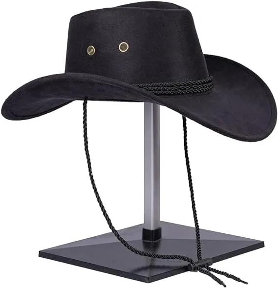 COSTHEME Western Faux Felt Cowboy Hat Wide Brim Hat Adjustable String Versatile Hat for Any Occasion