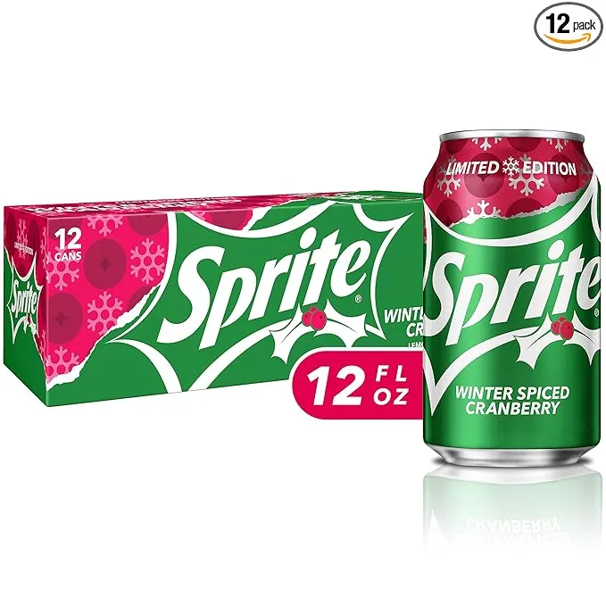 Sprite Winter Spiced Cranberry Soda Pop, 12 fl oz, 12 Pack Cans