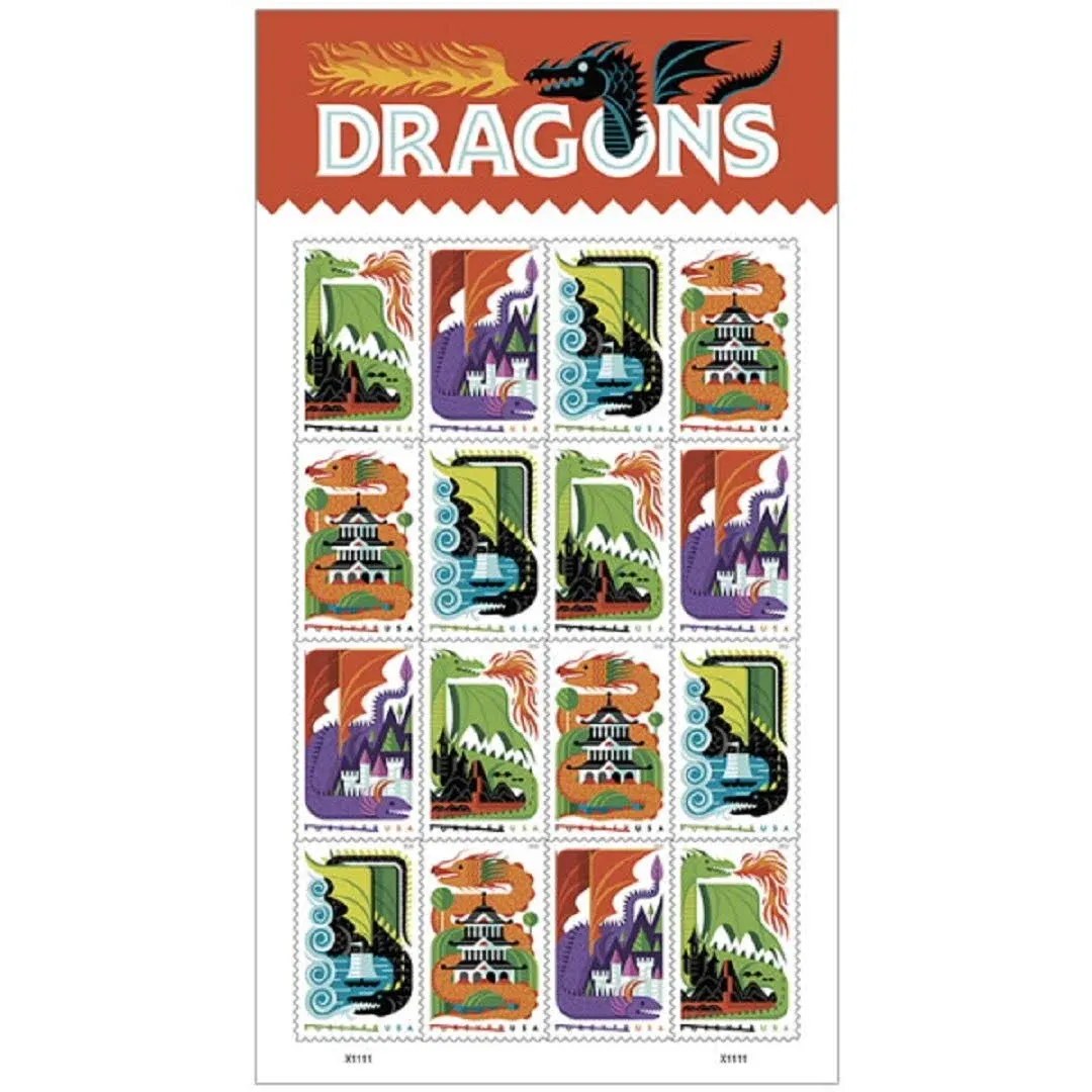 USPS Dragons Postage Stamps